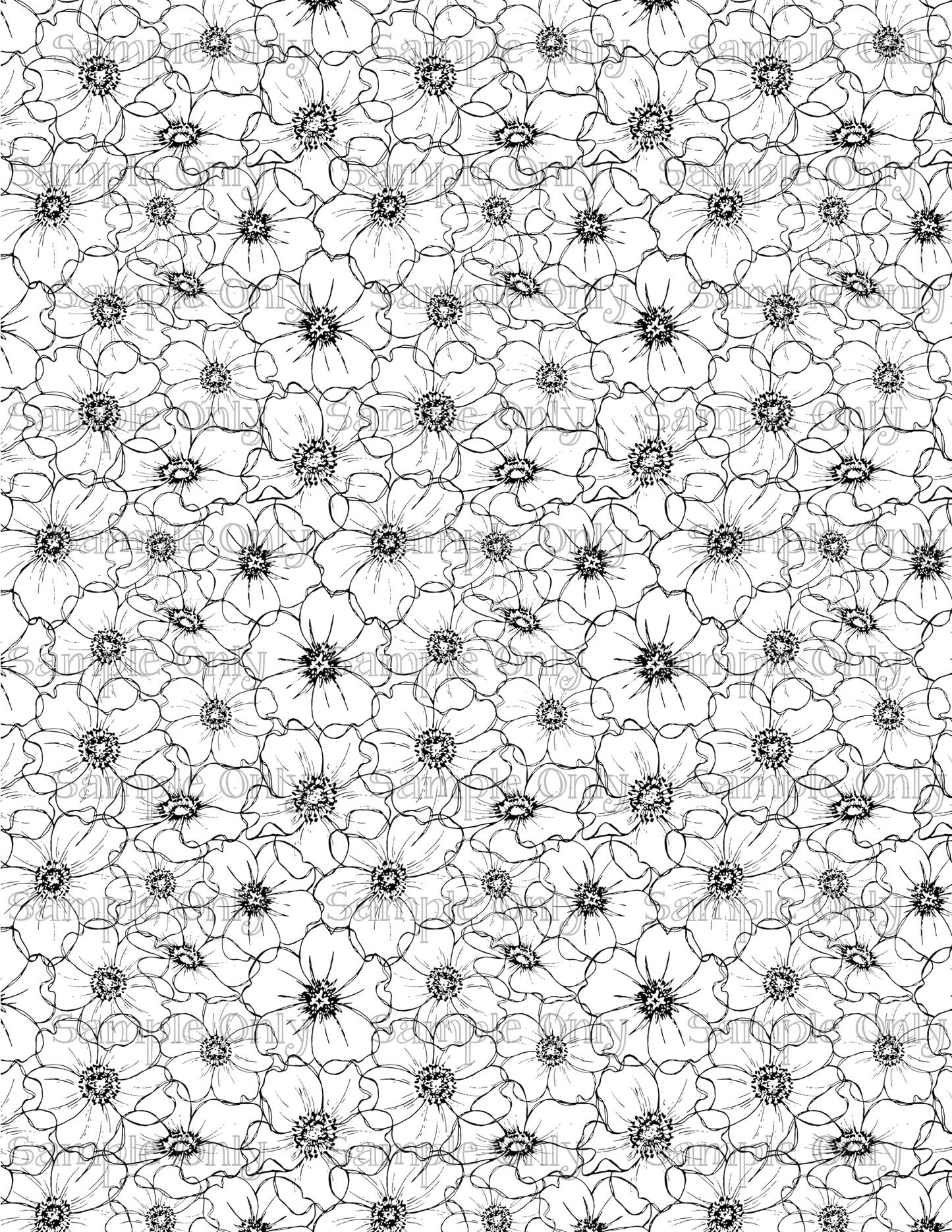 Dogwood Floral Monochromatic Color Your Own Image Sheet For Polymer Clay Transfer Decal DIGITAL FILE OR PRINTED