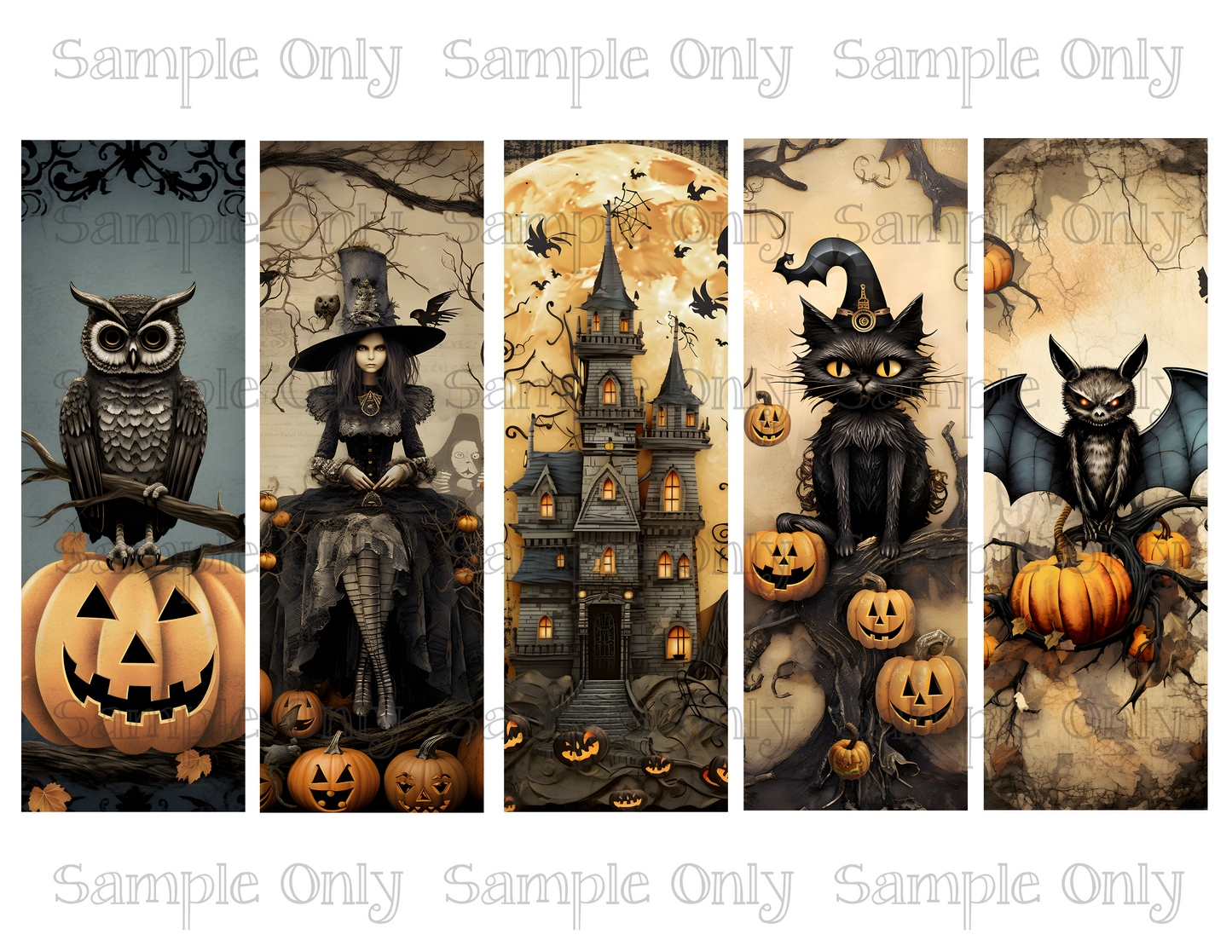 Creepy Halloween Set 2 Bookmark Printed Water Soluble Image Transfer Sheet For Polymer Clay