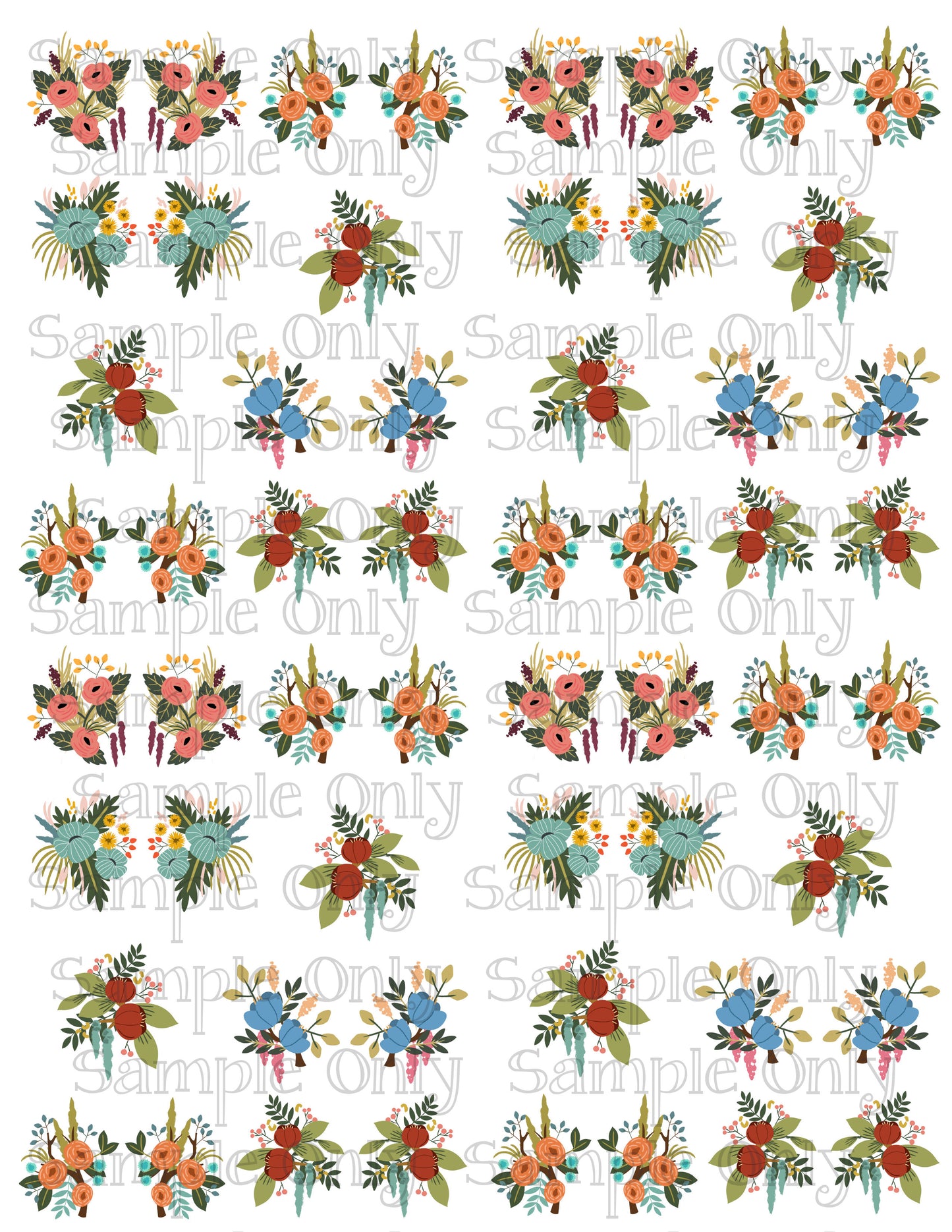 Botanical Flowers Floral Image Sheet For Polymer Clay Transfer Decal DIGITAL FILE OR PRINTED