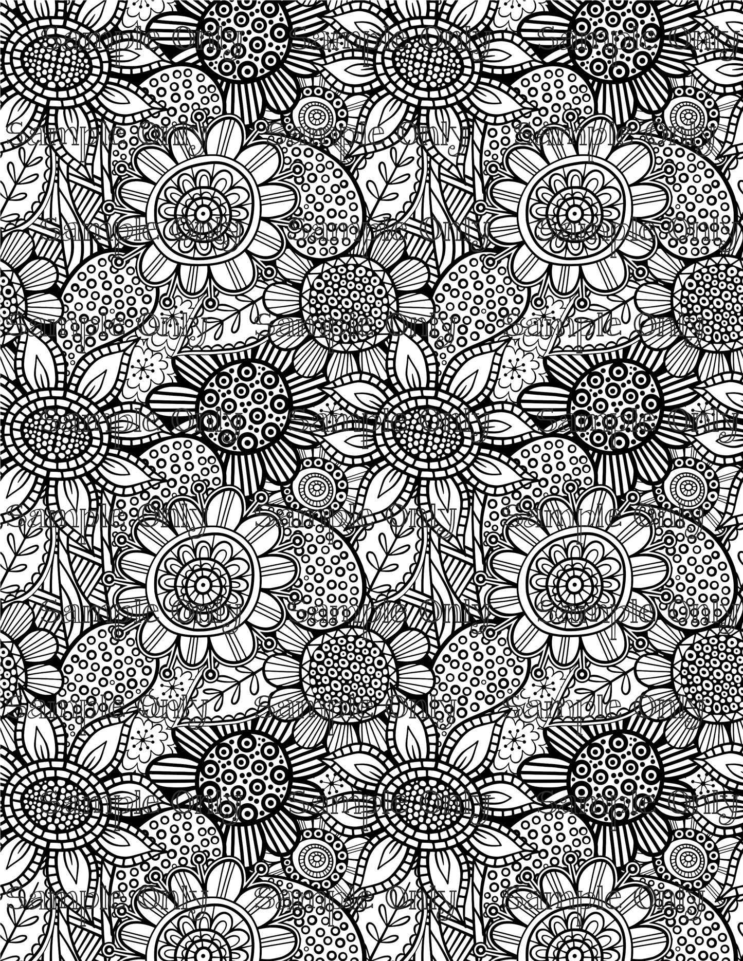 Color Your Own Folk Art Floral 10 Pattern Image Sheet For Polymer Clay Transfer Decal DIGITAL FILE OR PRINTED