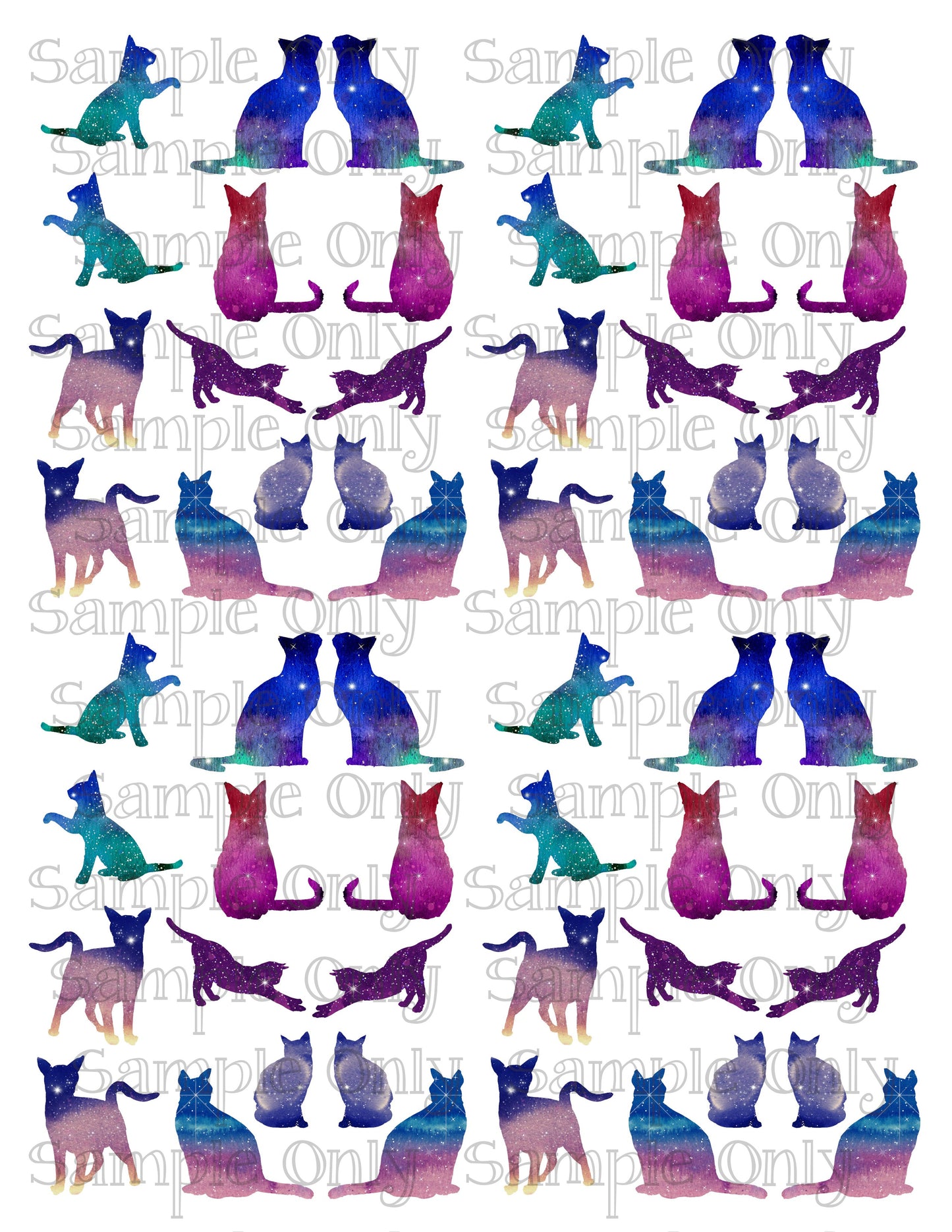 1.25 Inch Cosmic Kitty Cats Image Sheet For Polymer Clay Transfer Decal DIGITAL FILE OR PRINTED