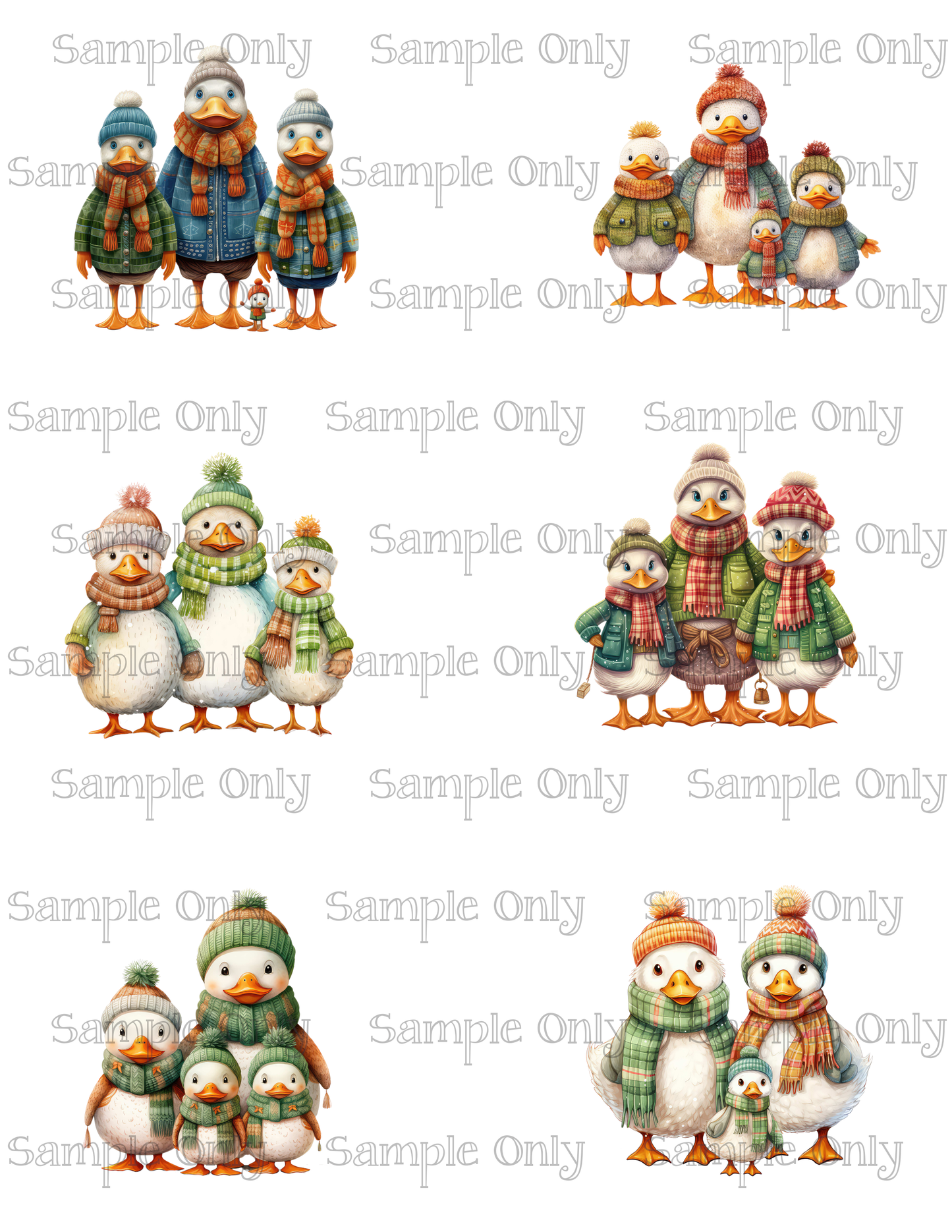 2.5 Inch Animal Families- Duck 02 Image Sheet For Polymer Clay Transfer Decal DIGITAL FILE OR PRINTED