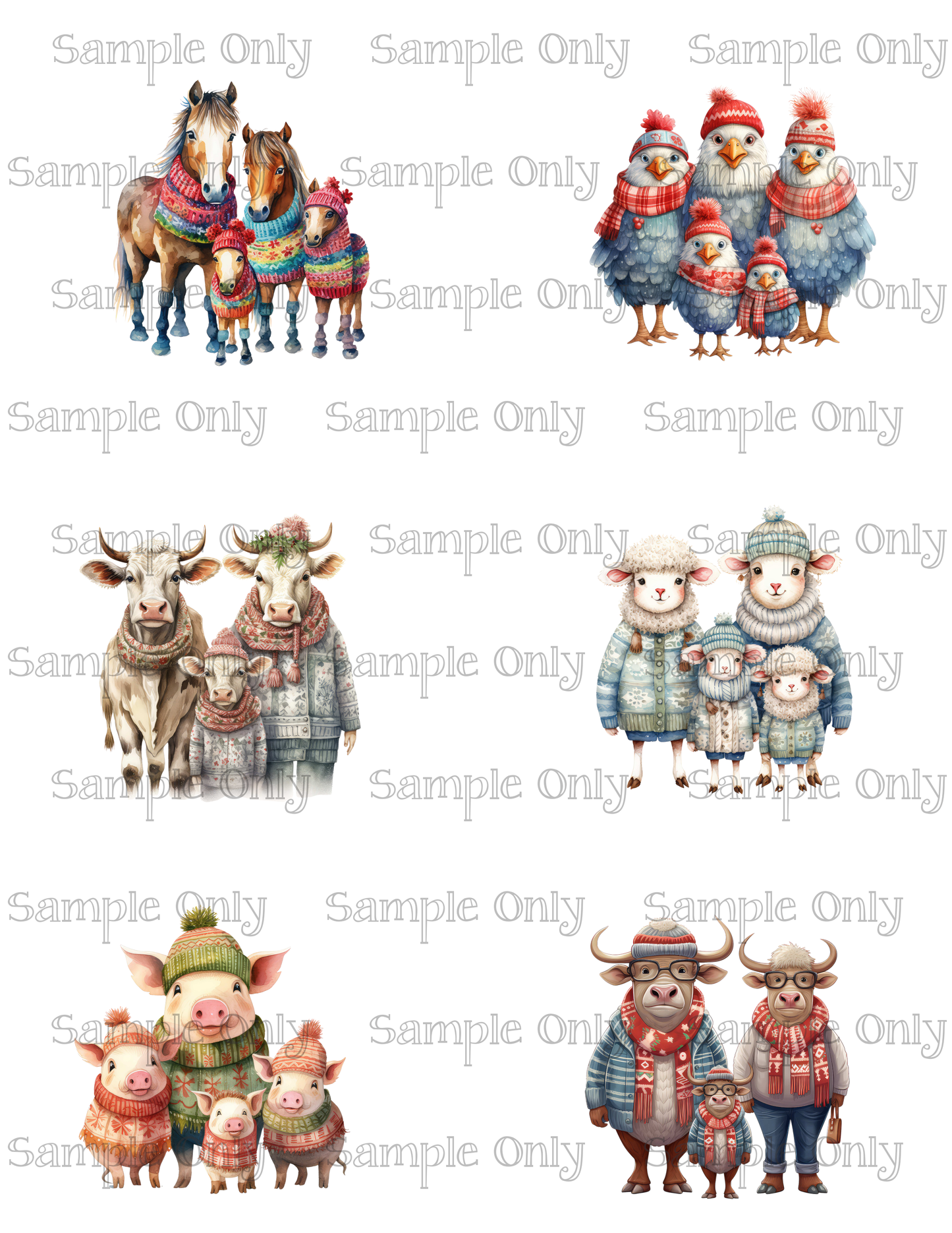 2.5 Inch Animal Families- Farm 03 Image Sheet For Polymer Clay Transfer Decal DIGITAL FILE OR PRINTED