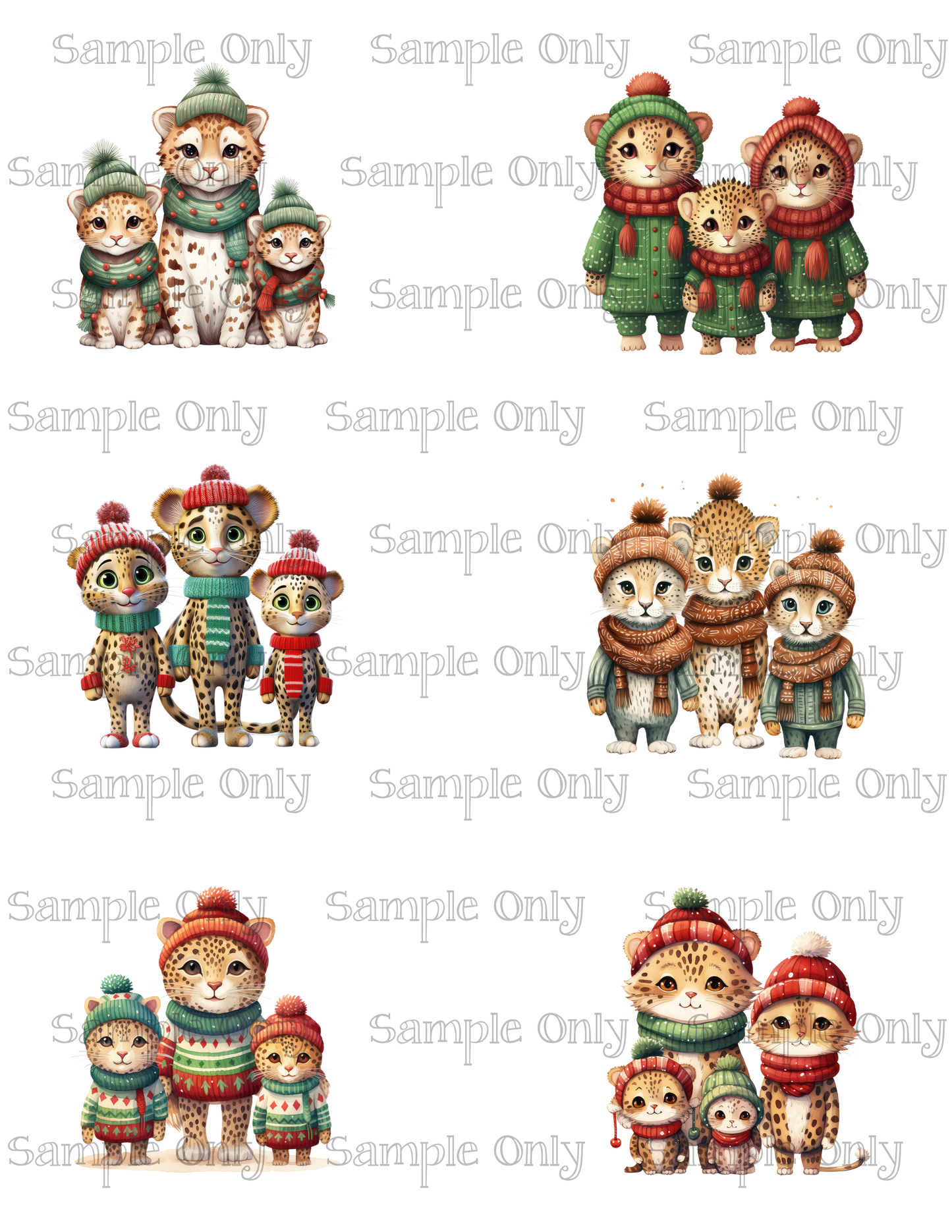 2.5 Inch Animal Families- Leopard 07 Image Sheet For Polymer Clay Transfer Decal DIGITAL FILE OR PRINTED