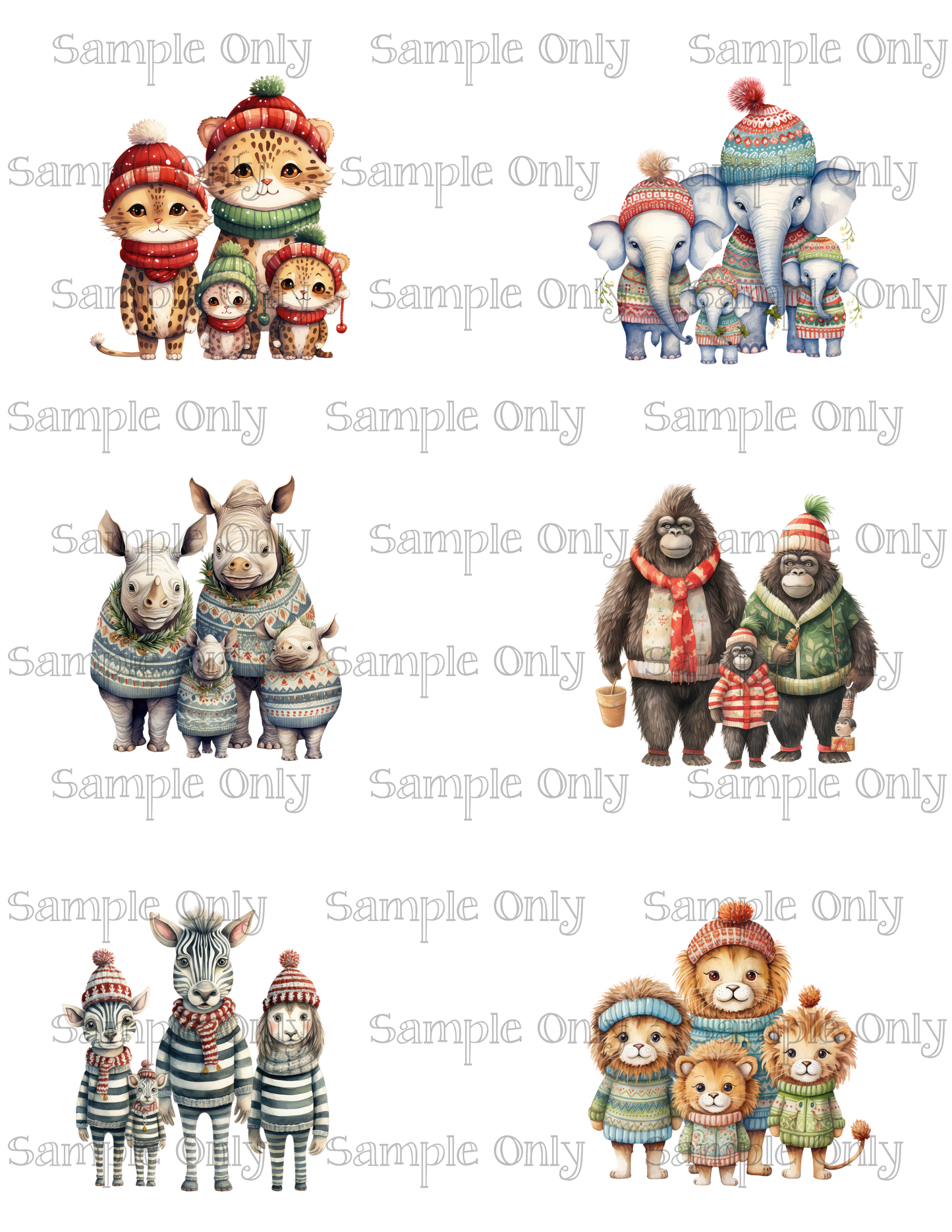 2.5 Inch Animal Families- Assorted Wild 14 Image Sheet For Polymer Clay Transfer Decal DIGITAL FILE OR PRINTED