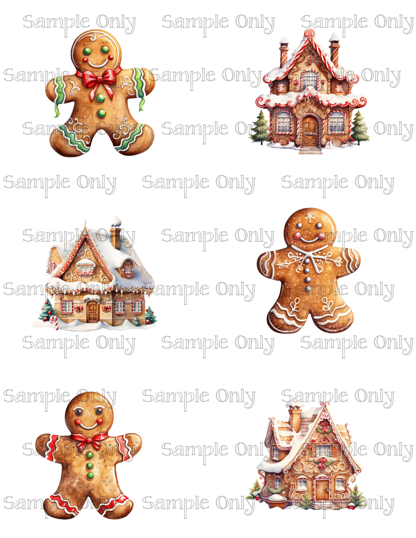 2.5 Inch Gingerbread Cookie Image Sheet For Polymer Clay Transfer Decal DIGITAL FILE OR PRINTED