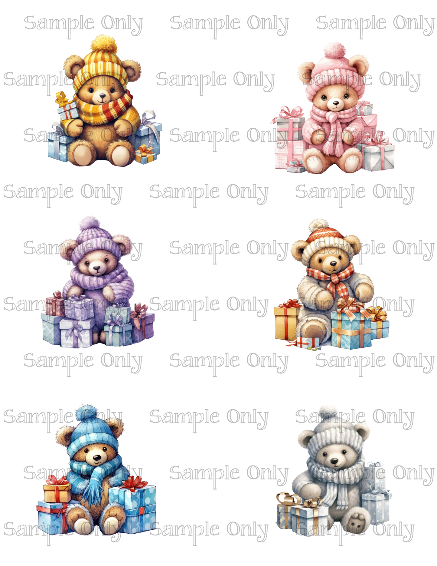 2.5 Inch Teddy Bear 01 Image Sheet For Polymer Clay Transfer Decal DIGITAL FILE OR PRINTED