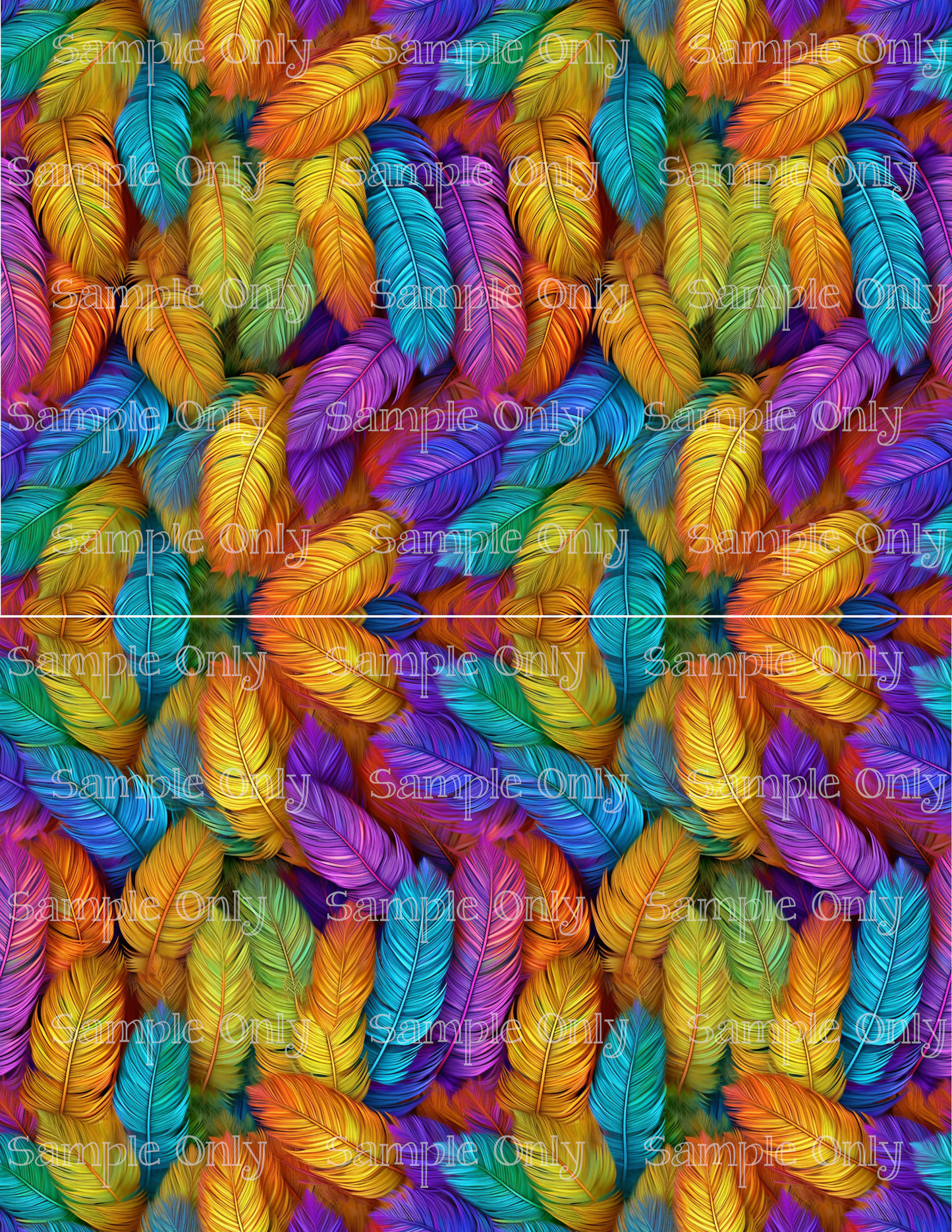 Colorful Feathers Set-07 Image Sheet For Polymer Clay Transfer Decal DIGITAL FILE OR PRINTED