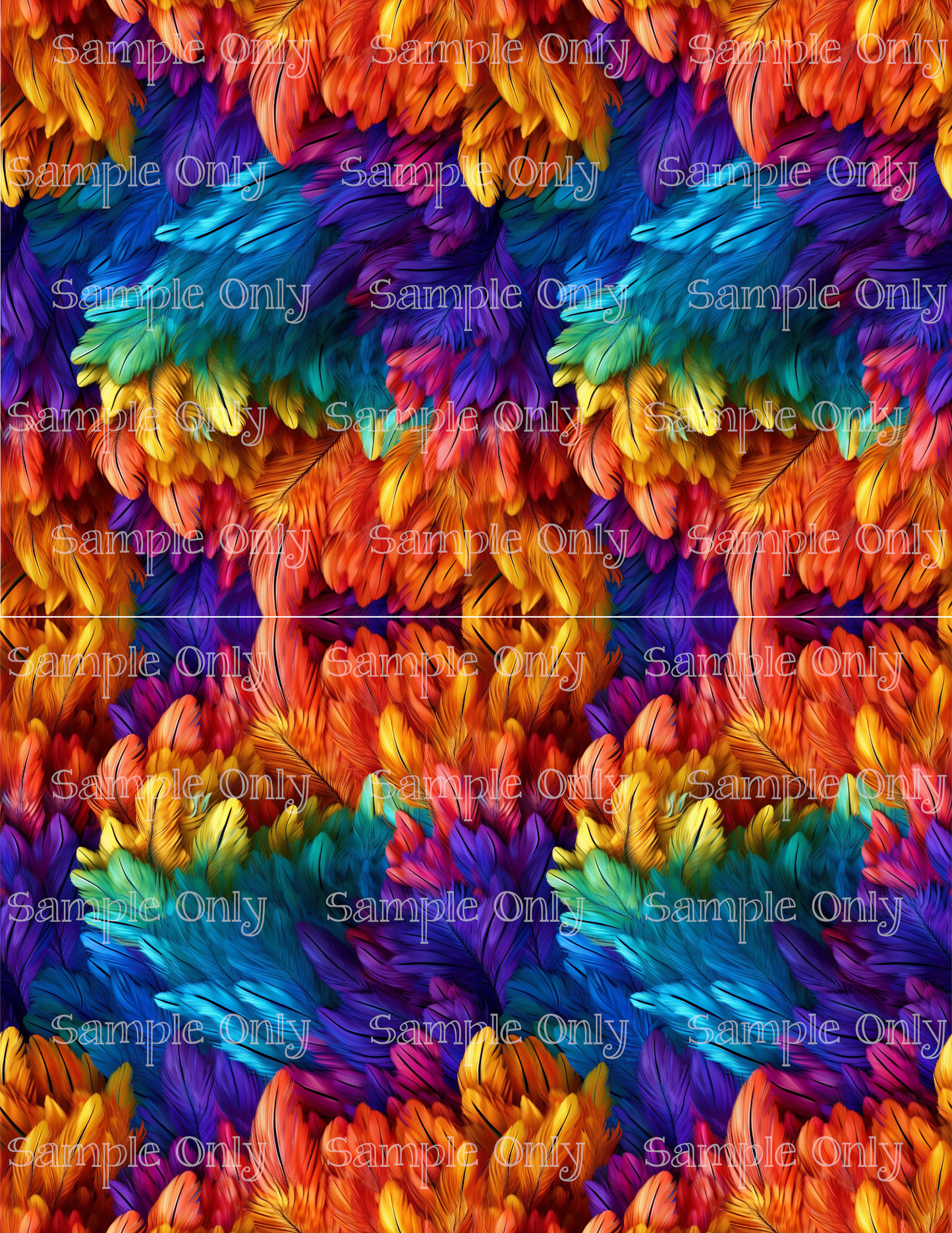 Colorful Feathers Set-08 Image Sheet For Polymer Clay Transfer Decal DIGITAL FILE OR PRINTED