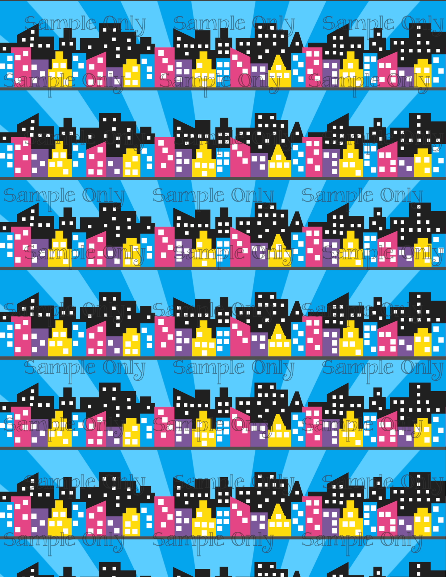 Comic Cityscapes Skyline 03 Pattern Image Sheet For Polymer Clay Transfer Decal DIGITAL FILE OR PRINTED