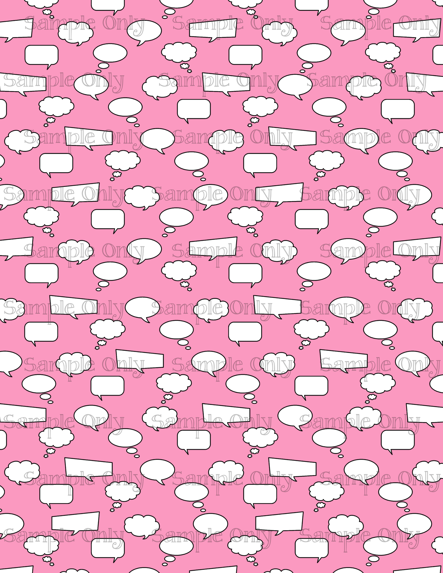 Comic Thought Bubbles PINK Pattern Image Sheet For Polymer Clay Transfer Decal DIGITAL FILE OR PRINTED
