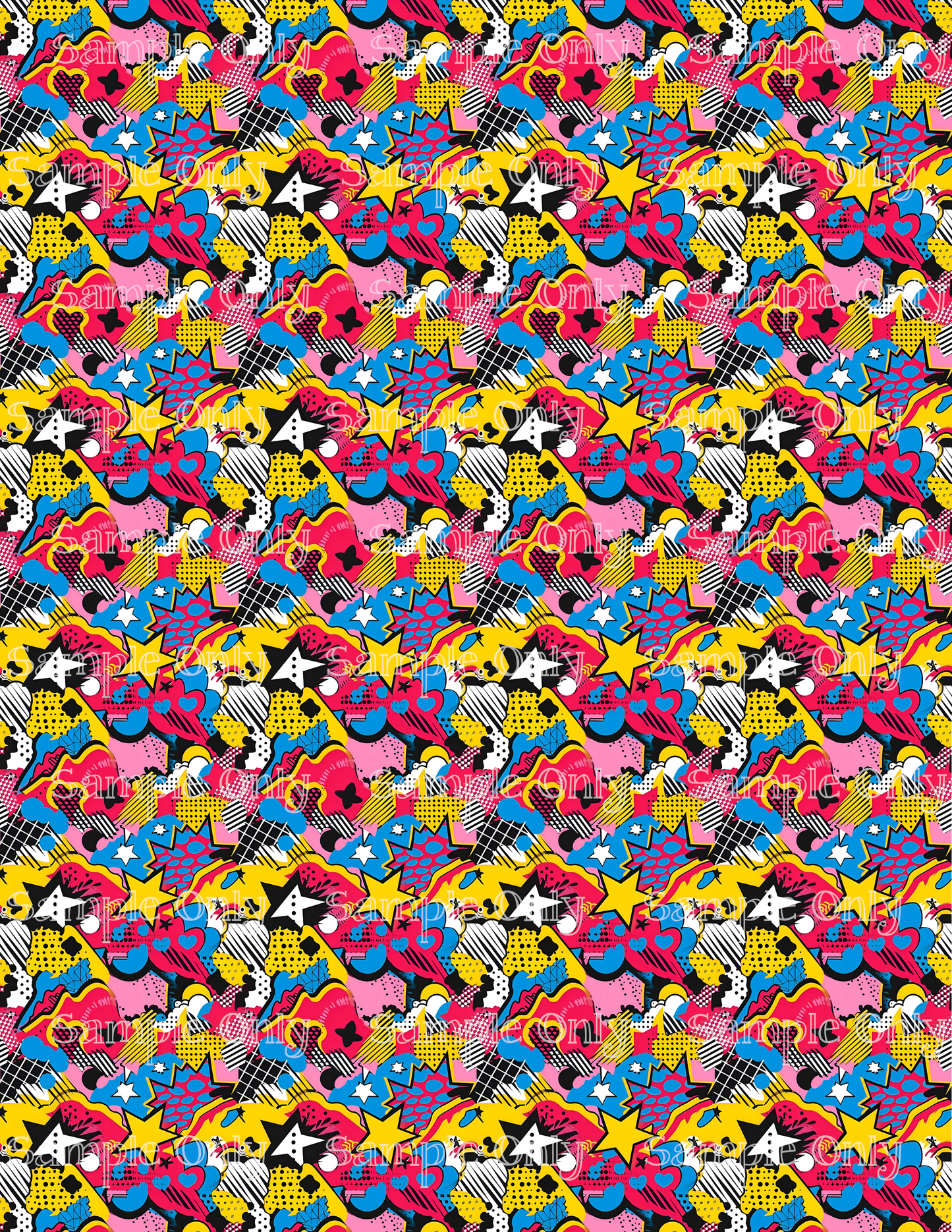 Comic Vibes Set-01 Pattern Image Sheet For Polymer Clay Transfer Decal DIGITAL FILE OR PRINTED