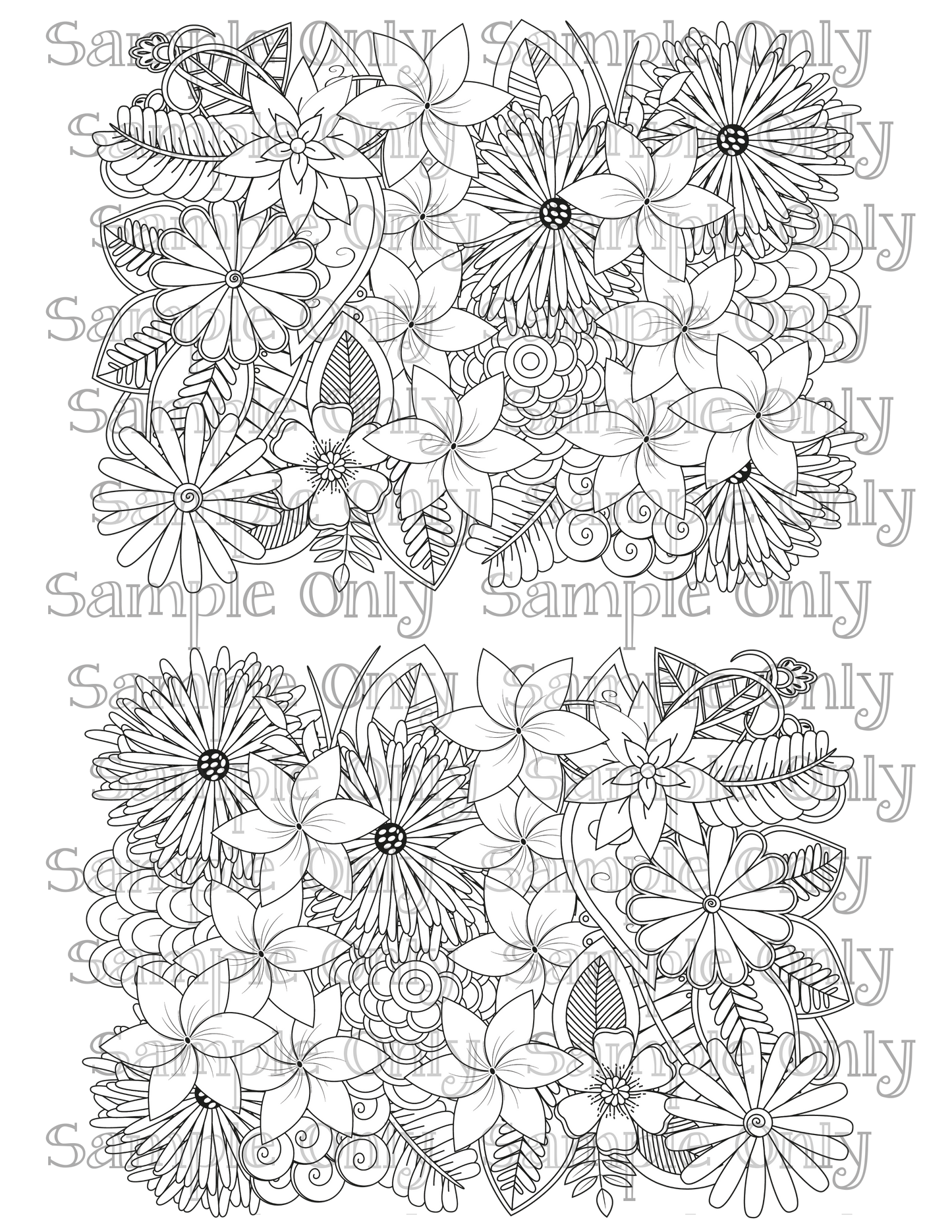 Color Your Own Wildflower Floral Zentangle Doodle Art Pattern Image Sheet For Polymer Clay Transfer Decal DIGITAL FILE OR PRINTED ZF11