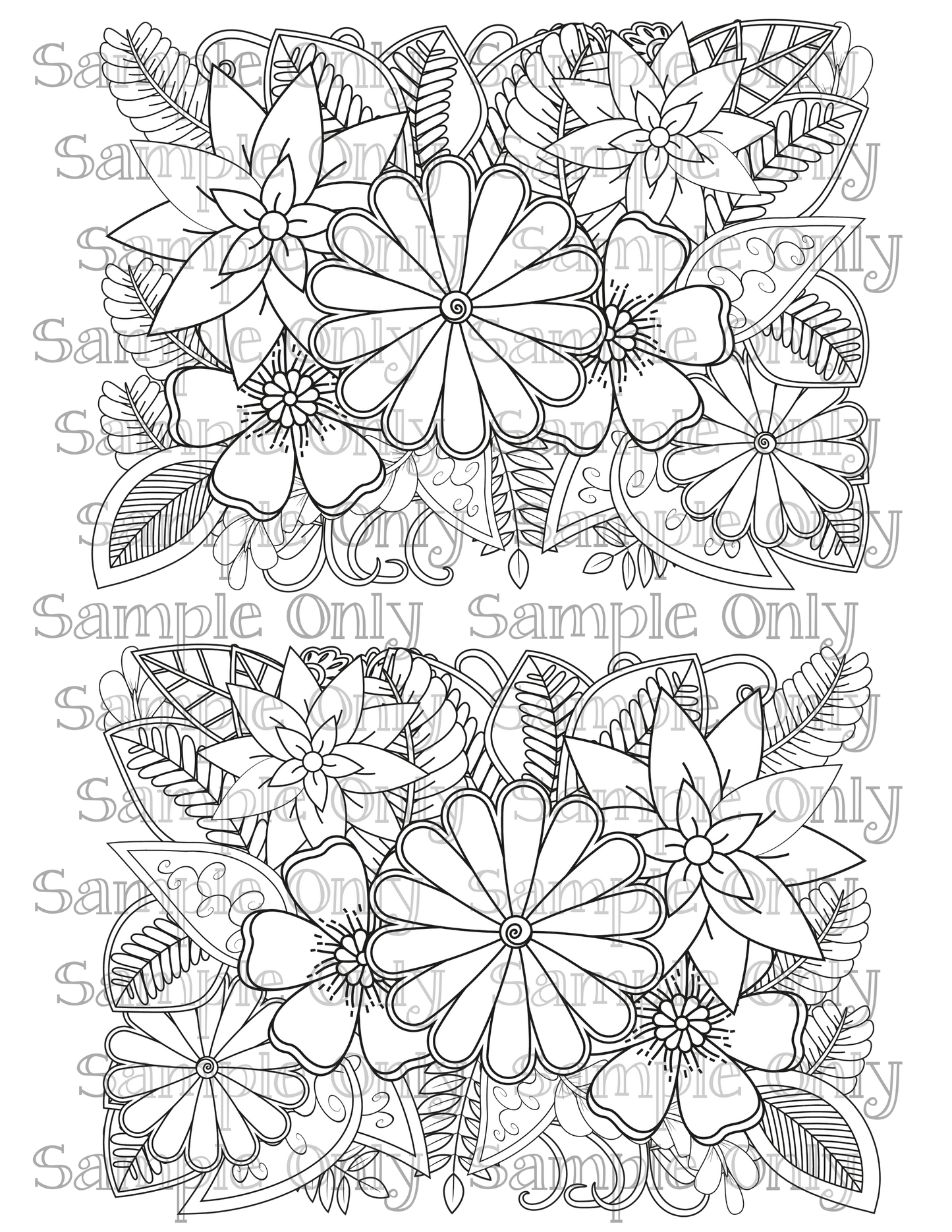 Color Your Own Wildflower Floral Zentangle Doodle Art Pattern Image Sheet For Polymer Clay Transfer Decal DIGITAL FILE OR PRINTED ZF12
