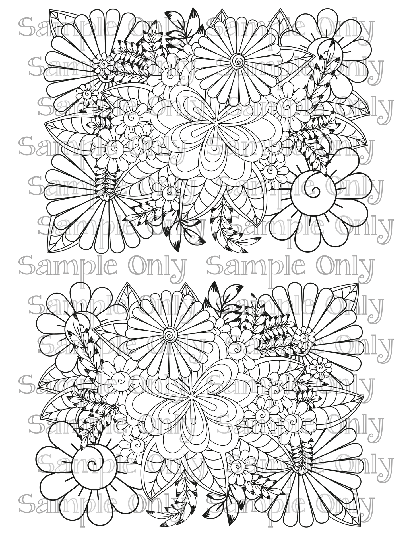 Color Your Own Floral Zentangle Doodle Art Pattern Image Sheet For Polymer Clay Transfer Decal DIGITAL FILE OR PRINTED ZF16