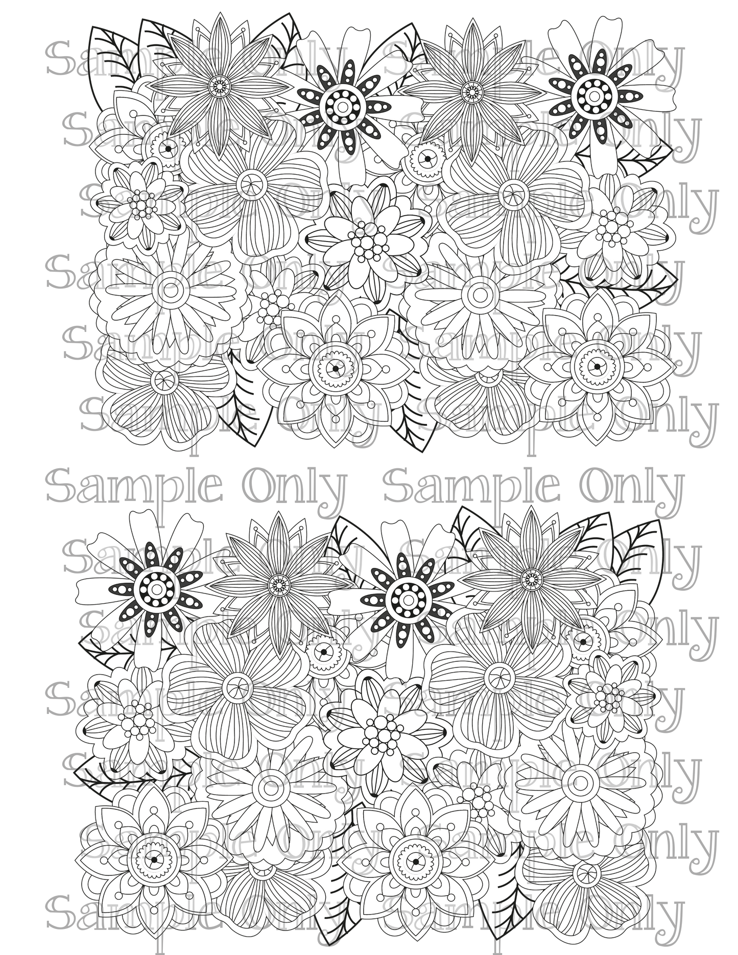 Color Your Own Wildflower Floral Zentangle Doodle Art Pattern Image Sheet For Polymer Clay Transfer Decal DIGITAL FILE OR PRINTED ZF18