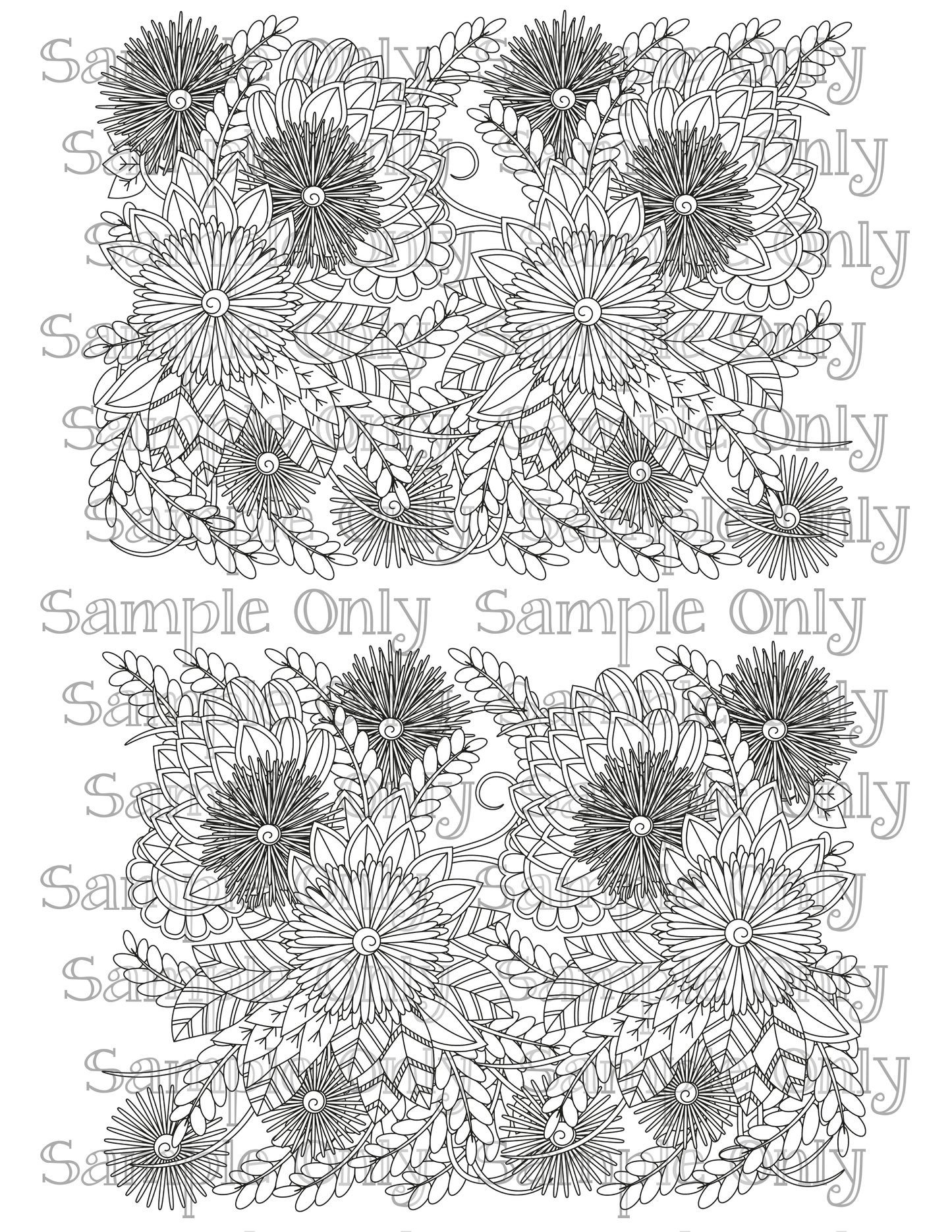Color Your Own Wildflower Floral Zentangle Doodle Art Pattern Image Sheet For Polymer Clay Transfer Decal DIGITAL FILE OR PRINTED ZF19