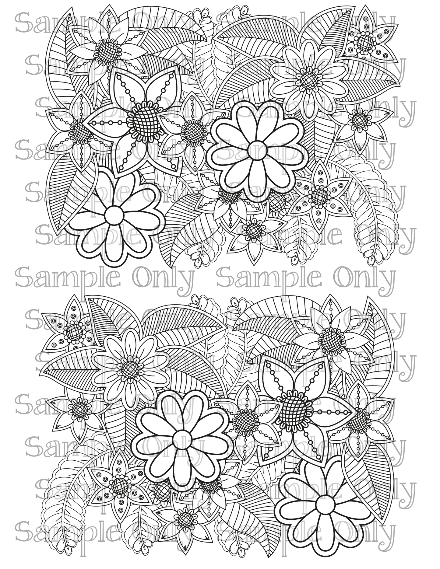 Color Your Own Floral Zentangle Doodle Art Pattern Image Sheet For Polymer Clay Transfer Decal DIGITAL FILE OR PRINTED ZF02