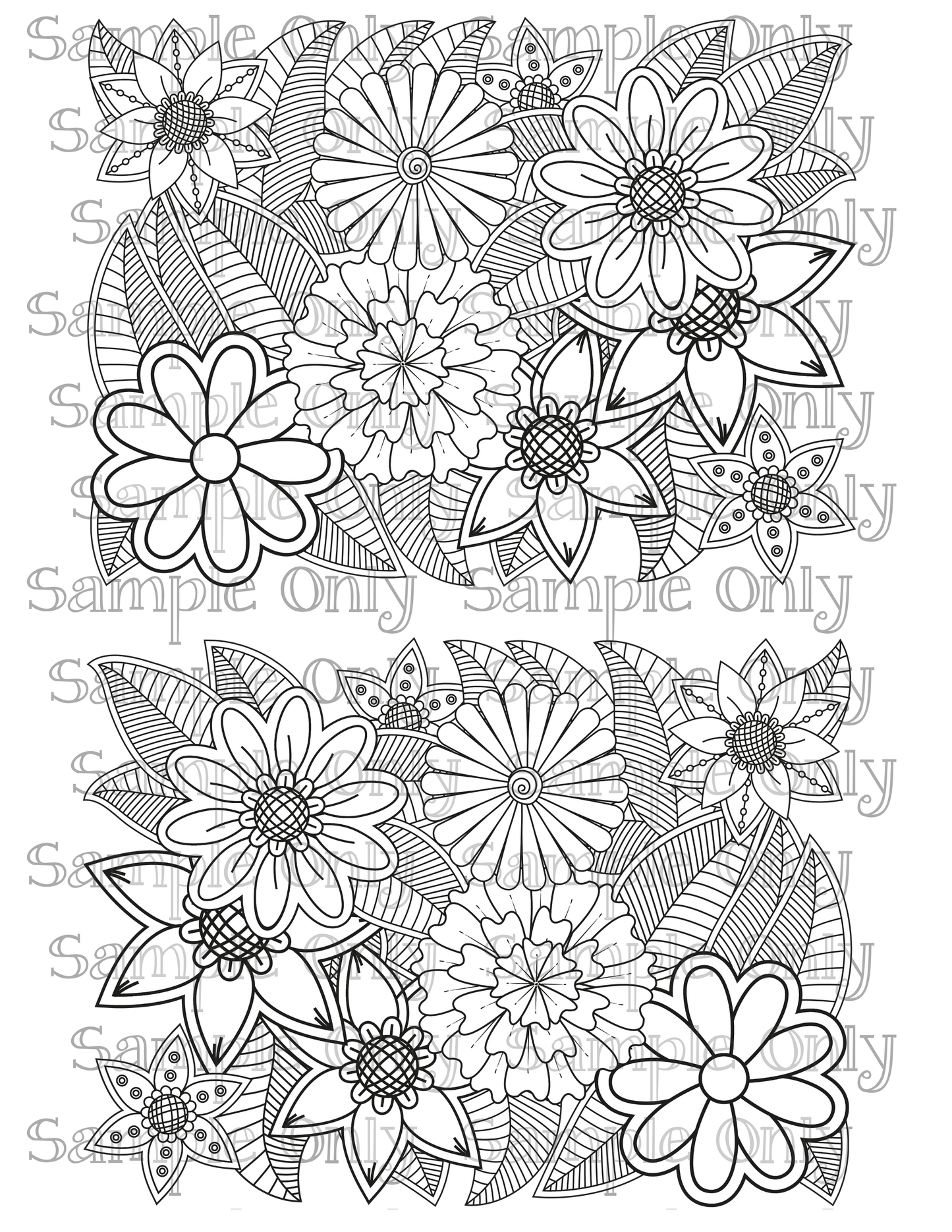 Color Your Own Floral Zentangle Doodle Art Pattern Image Sheet For Polymer Clay Transfer Decal DIGITAL FILE OR PRINTED ZF03