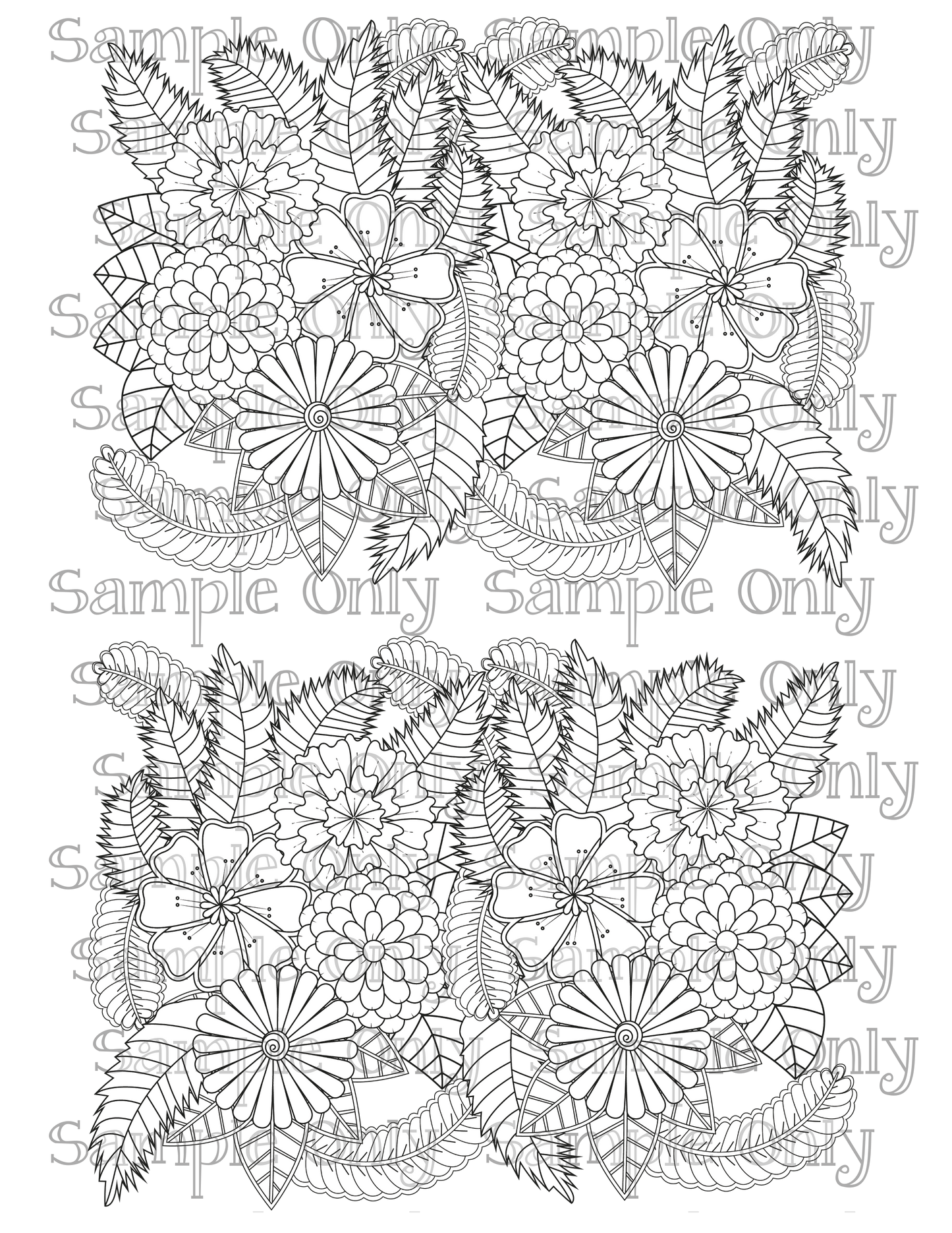 Color Your Own Flower Zentangle Doodle Art Pattern Image Sheet For Polymer Clay Transfer Decal DIGITAL FILE OR PRINTED ZF05