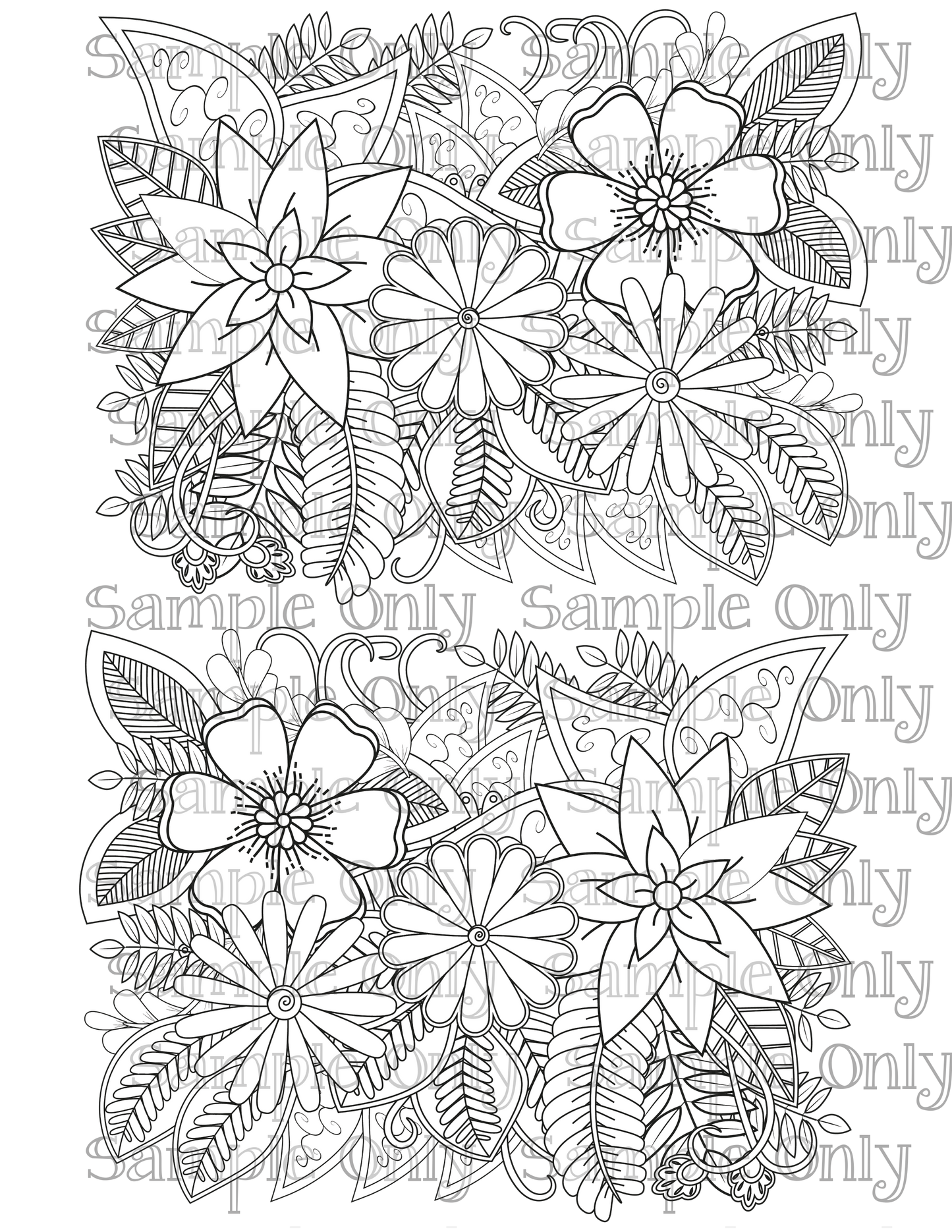 Color Your Own Flower Zentangle Doodle Art Pattern Image Sheet For Polymer Clay Transfer Decal DIGITAL FILE OR PRINTED ZF07