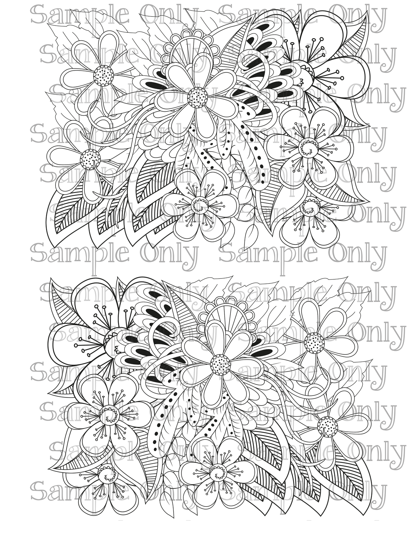 Color Your Own Flower Zentangle Doodle Art Pattern Image Sheet For Polymer Clay Transfer Decal DIGITAL FILE OR PRINTED ZF08