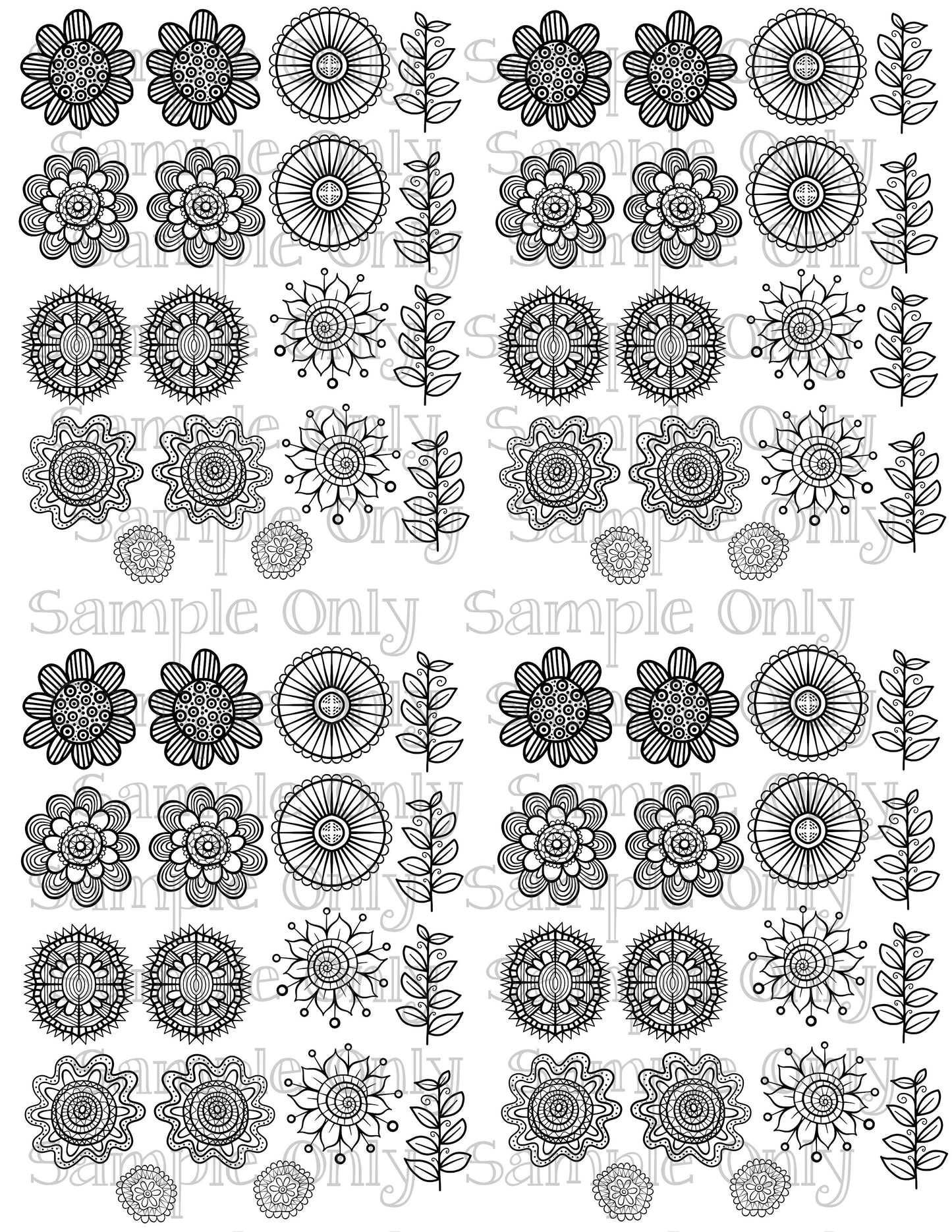 Mendi Flowers 1 DIGITAL OR PRINTED Image Transfer Sheet For Polymer Clay