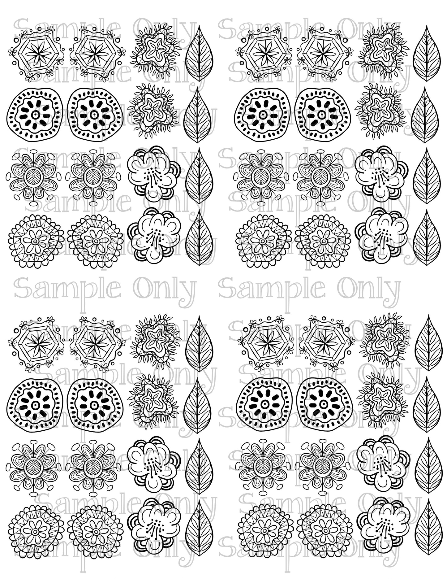 Mendi Flowers 2 DIGITAL OR PRINTED Image Transfer Sheet For Polymer Clay