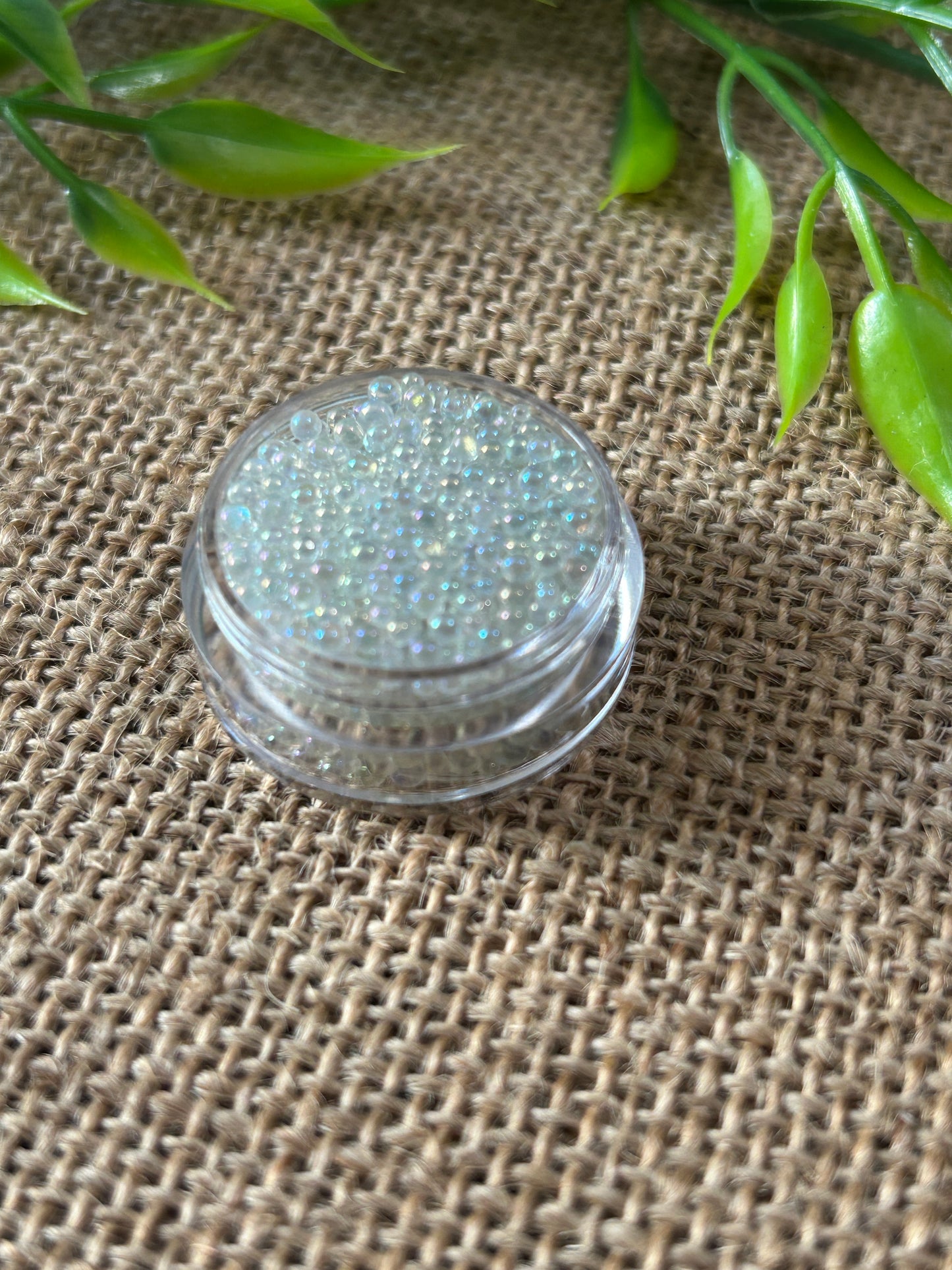 5 Gram Jar Iridescent Clear Glass Faux Bubble Caviar No Hole Micro Beads Round Pebbles Mixed Sizes 4 COLORS YOU CHOOSE