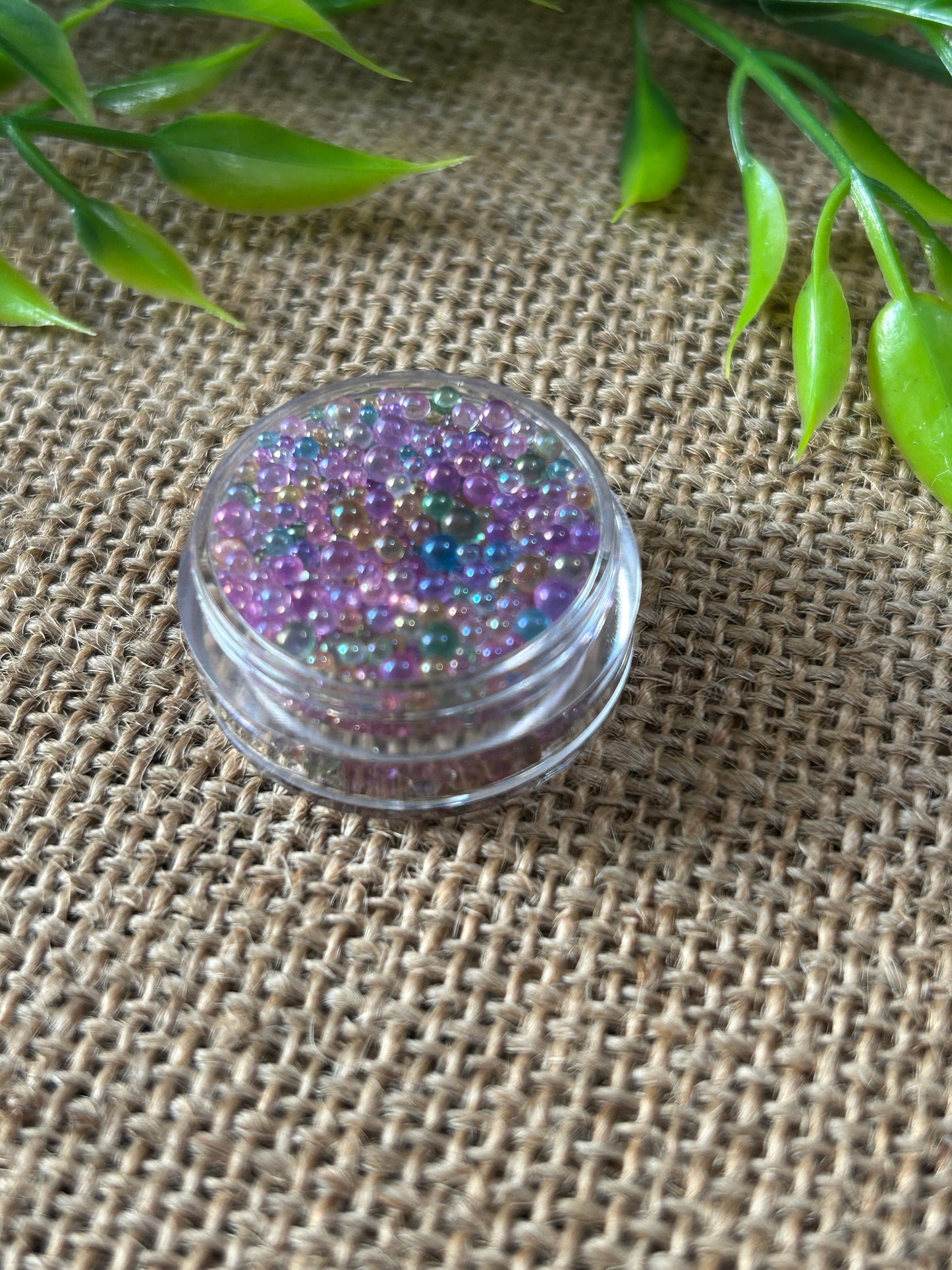 5 Gram Jar Iridescent Clear Glass Faux Bubble Caviar No Hole Micro Beads Round Pebbles Mixed Sizes 4 COLORS YOU CHOOSE