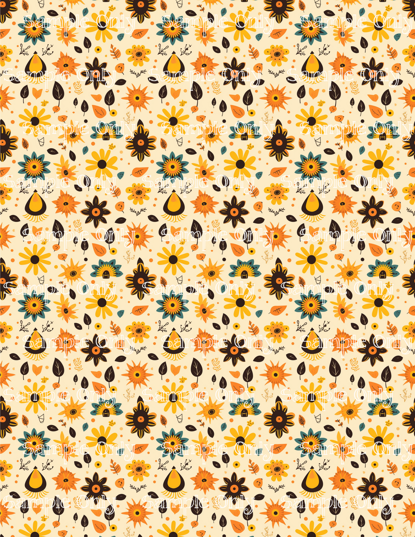 Autumn Hippie Floral 05 Image Sheet For Polymer Clay Transfer Decal DIGITAL FILE OR PRINTED