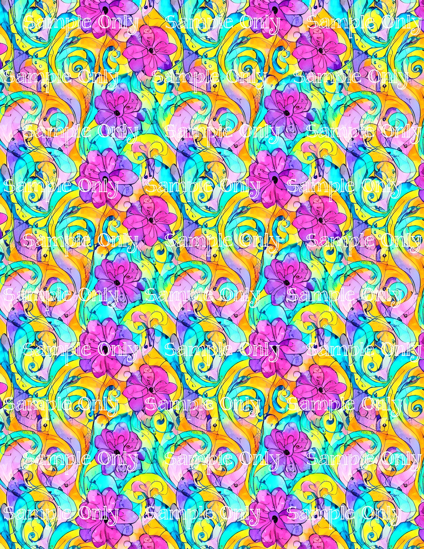 Floral Fantasy Psychedelic Swirl Image Sheet For Polymer Clay Transfer Decal DIGITAL FILE OR PRINTED PS05