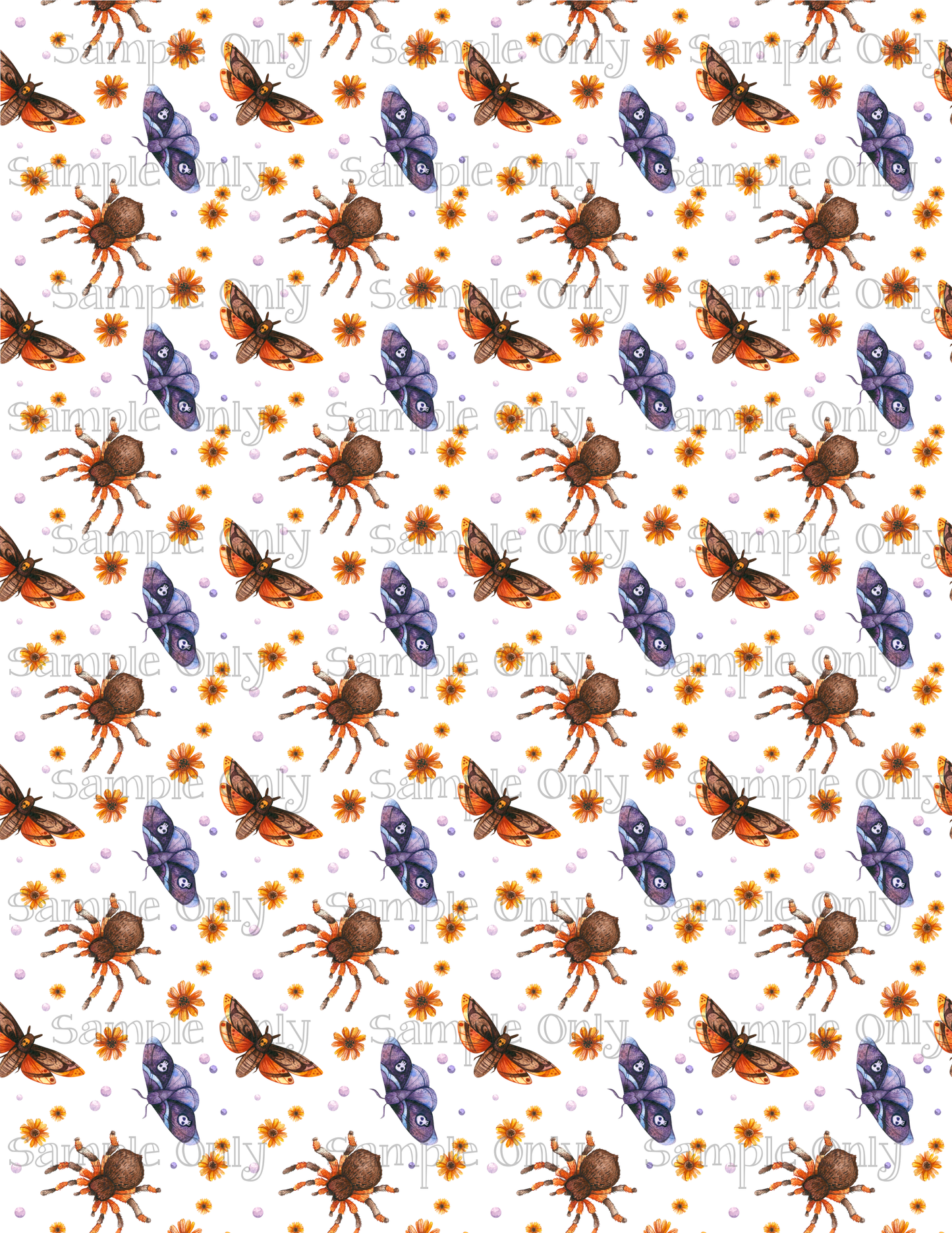Autumn Moth and Spider Floral 08 Image Sheet For Polymer Clay Transfer Decal DIGITAL FILE OR PRINTED