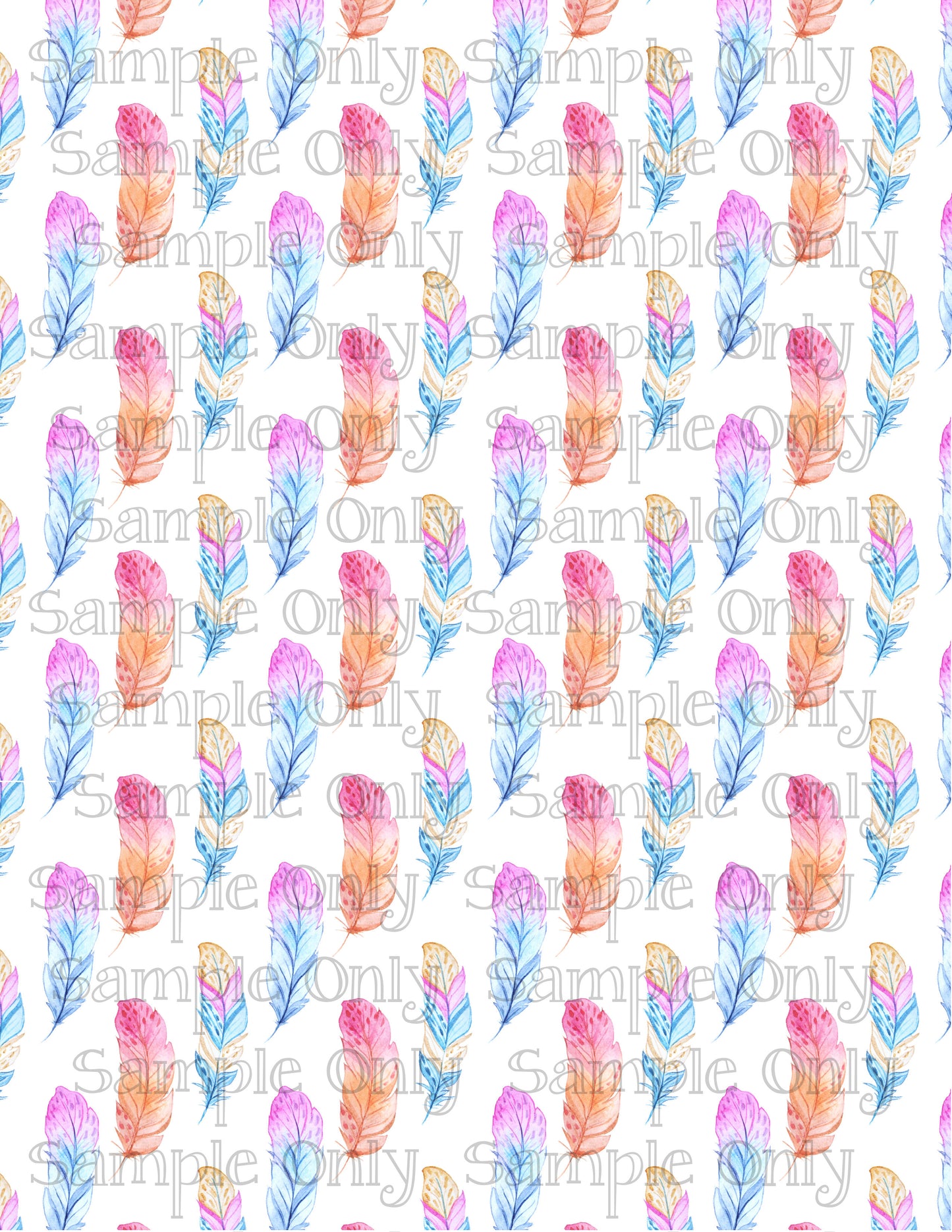 Boho Pastel Feather Pattern Set-02 Image Sheet For Polymer Clay Transfer Decal DIGITAL FILE OR PRINTED