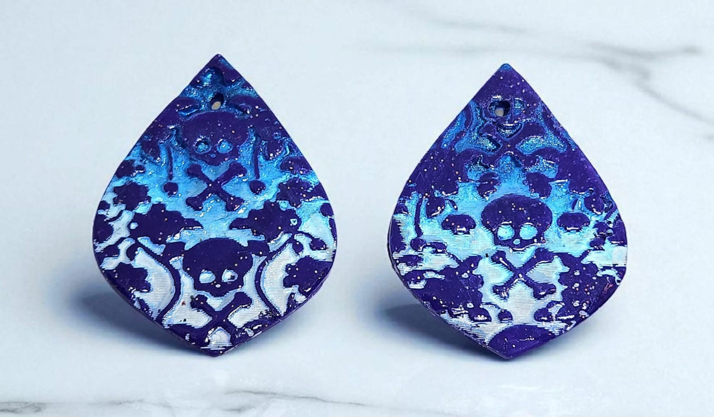 Floral Skull and Crossbones Halloween Pattern Texture Roller For Polymer Clay