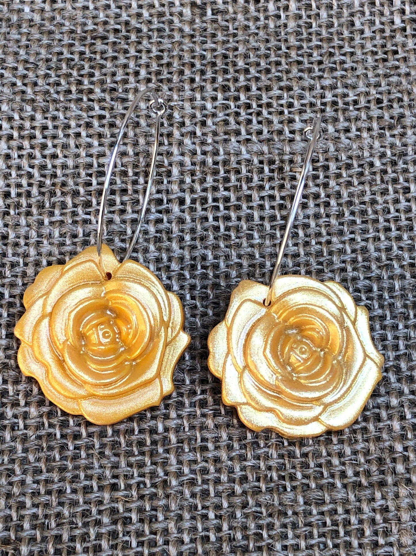 Shimmery Rose Floral Hoop Earrings YOU CHOOSE