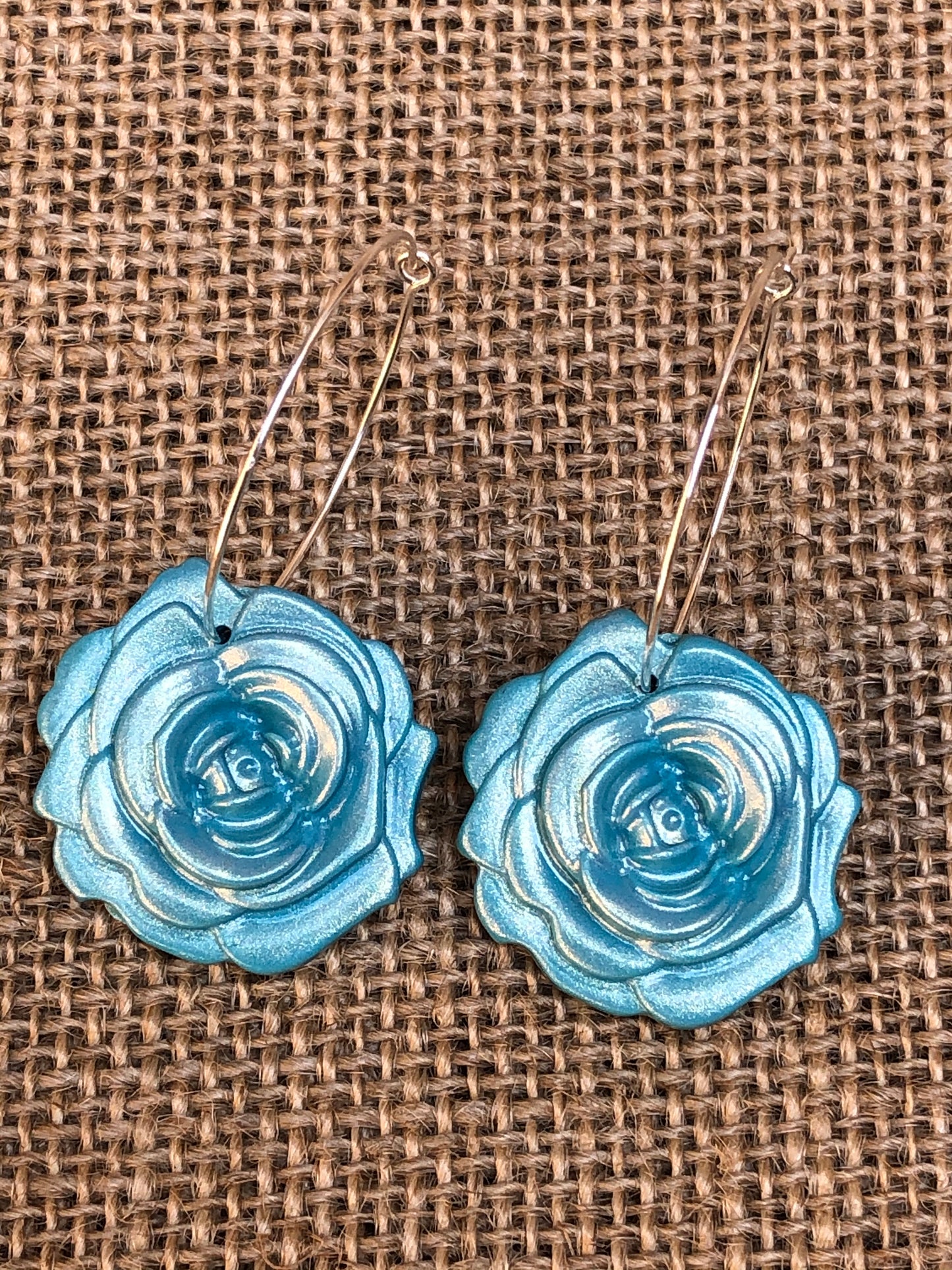 Shimmery Rose Floral Hoop Earrings YOU CHOOSE