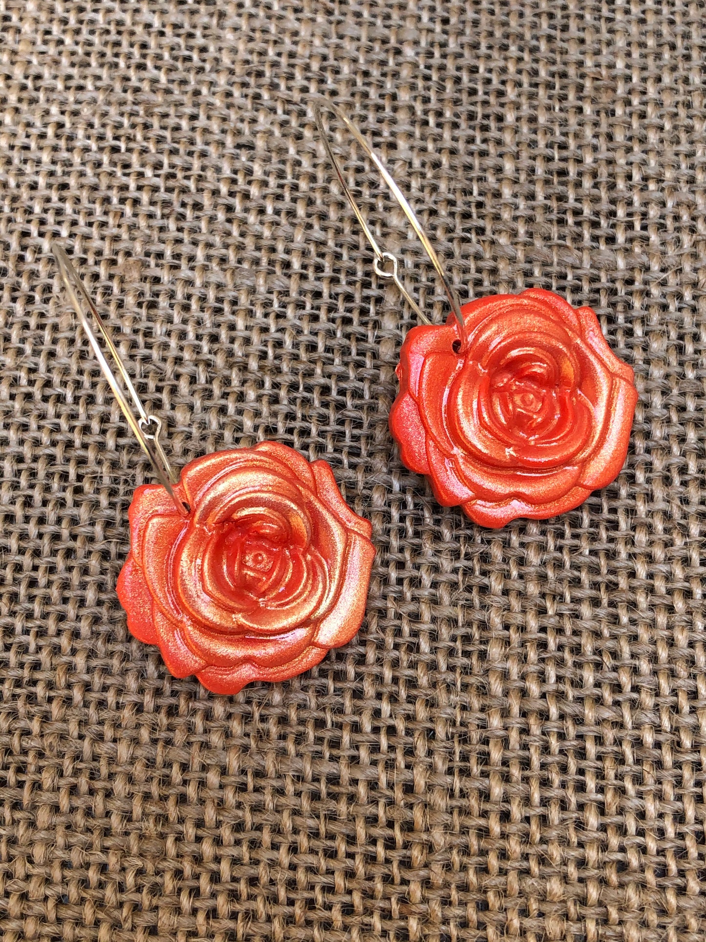 Shimmery Rose Floral Hoop Earrings YOU CHOOSE