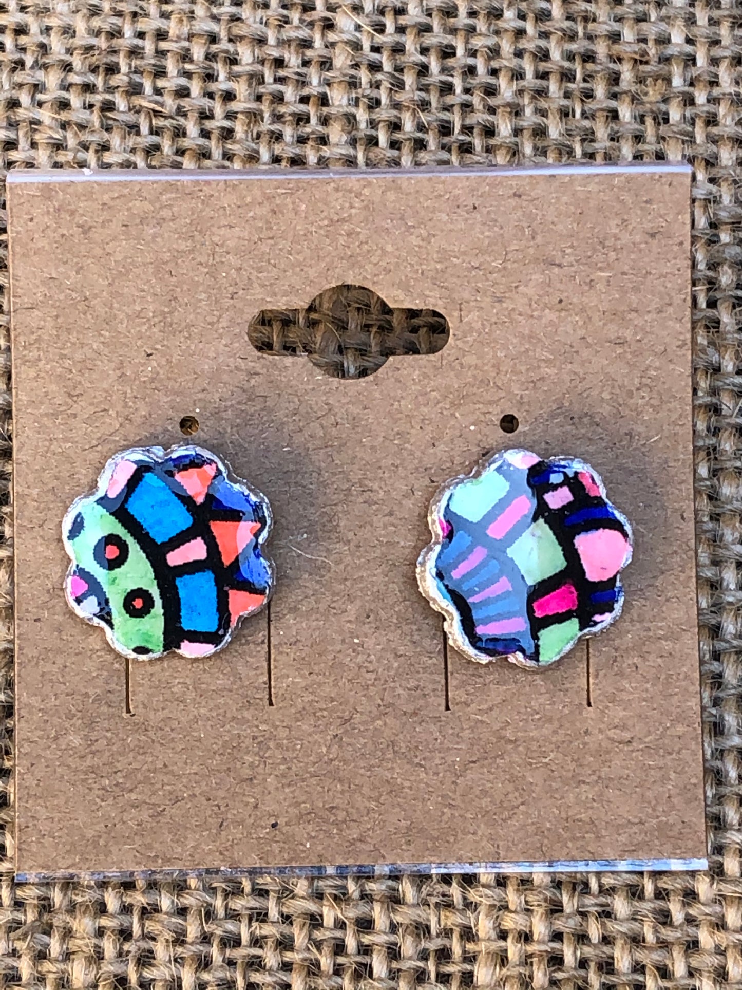 Coloring Book Boho Floral Dangle or Statement Stud Earrings YOU CHOOSE