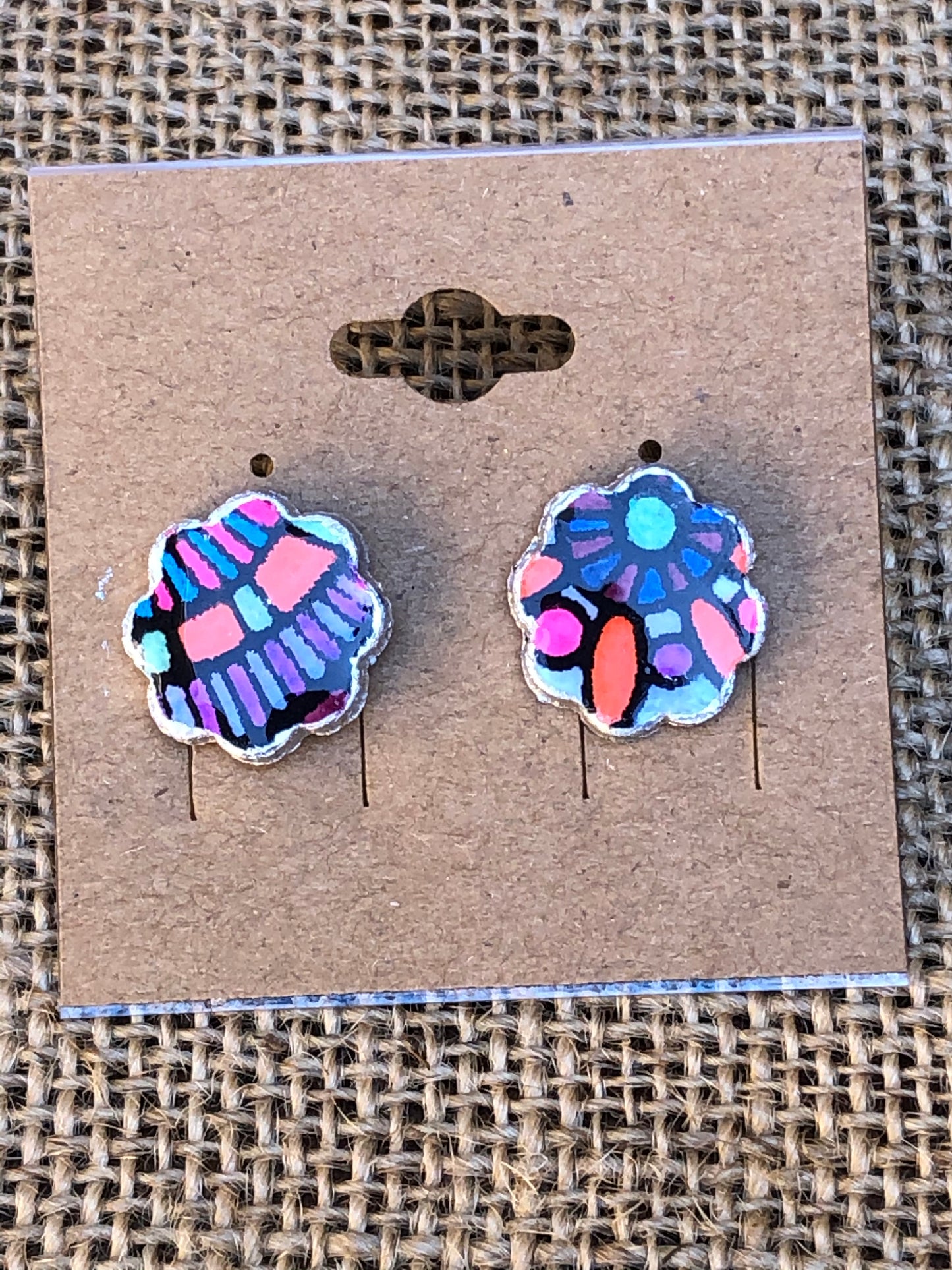 Coloring Book Boho Floral Dangle or Statement Stud Earrings YOU CHOOSE