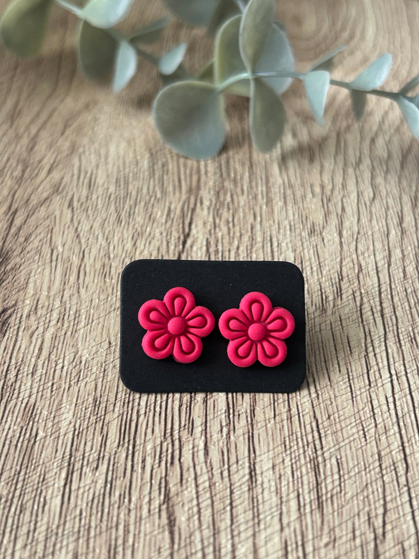 Petite Flower and Leaf Polymer Clay Stud Earrings YOU CHOOSE From 18 Styles