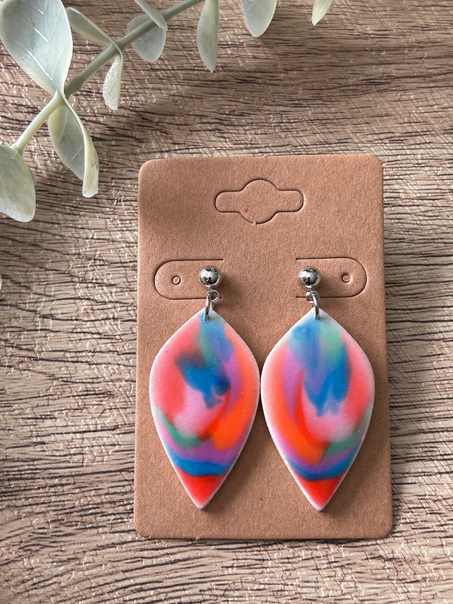 Abstract Paint Pour Style Statement Dangle Earrings YOU CHOOSE From 5 Styles