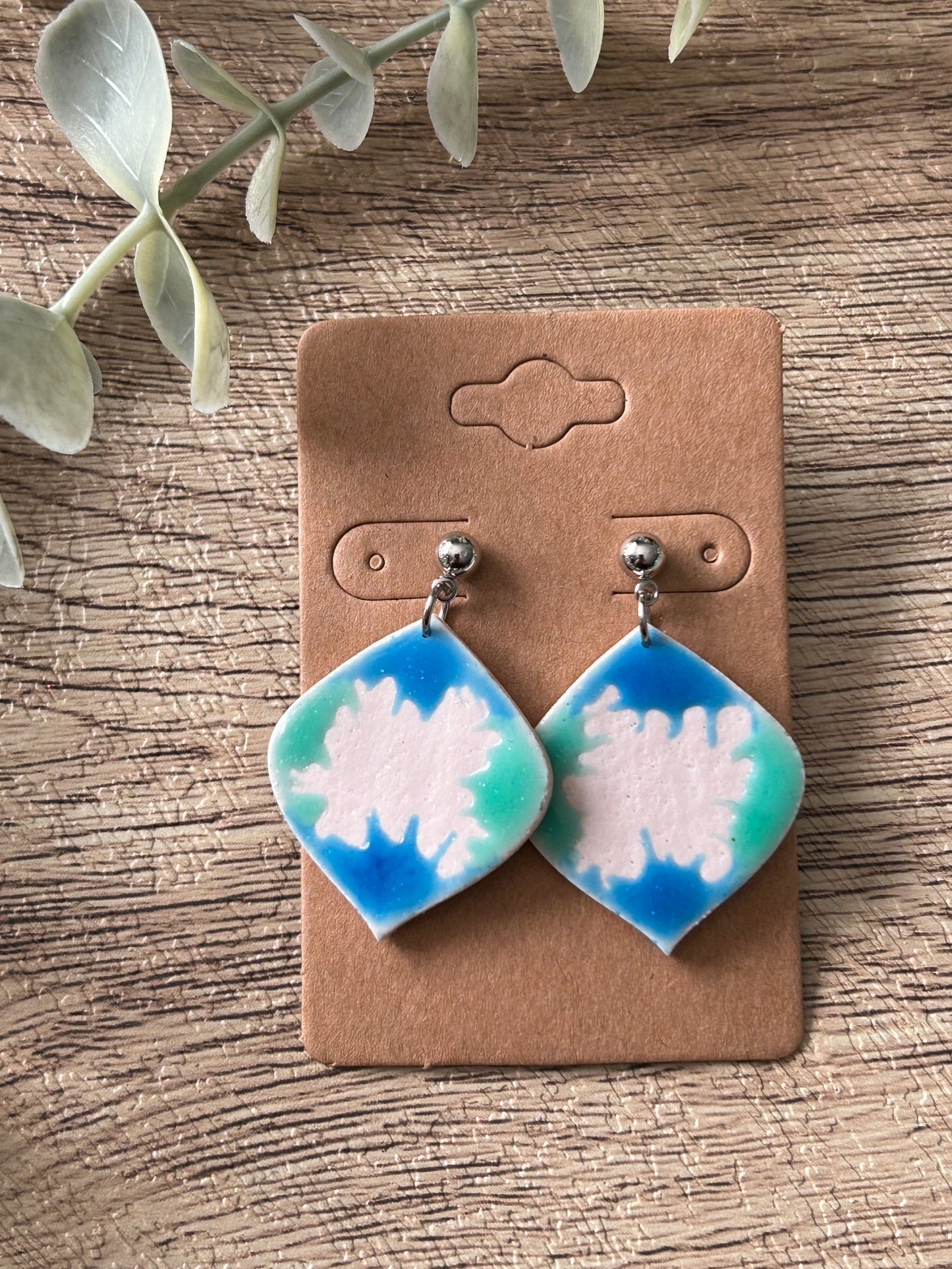 Abstract Paint Pour Style Statement Dangle Earrings YOU CHOOSE From 5 Styles