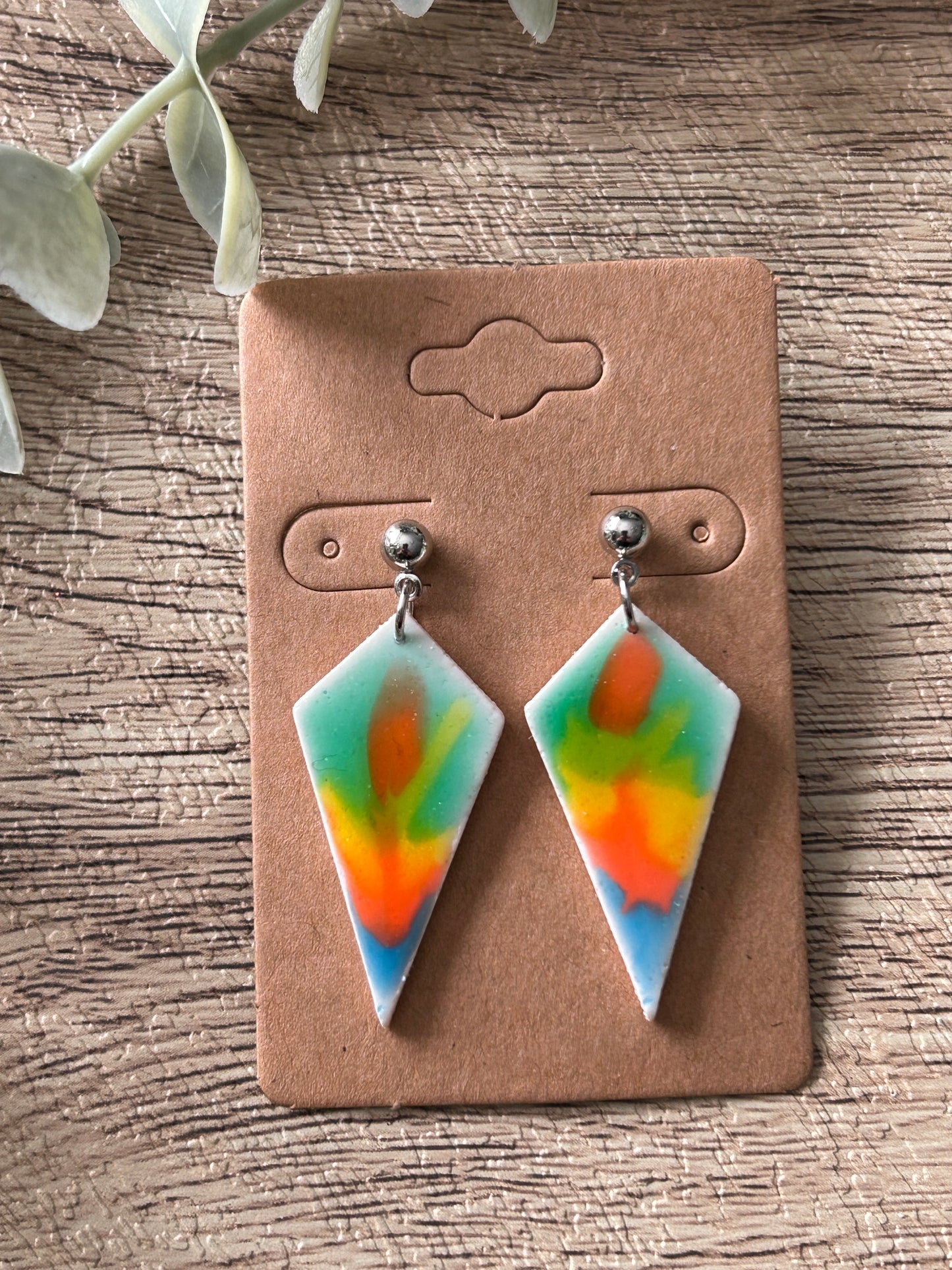Abstract Paint Pour Style Statement Dangle Earrings YOU CHOOSE From 5 Styles