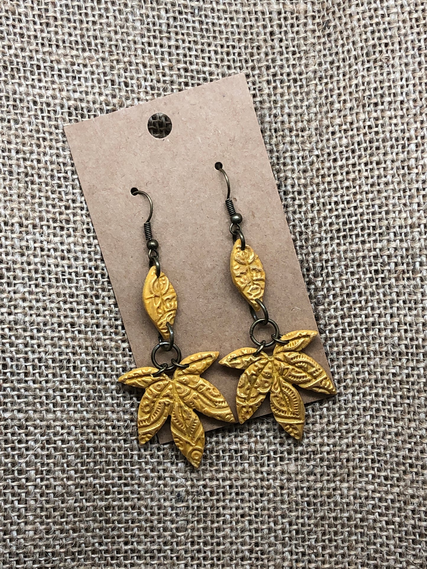 Polymer Clay Bohemian Mandala Leaf Dangle Earring 6 Colors YOU CHOOSE