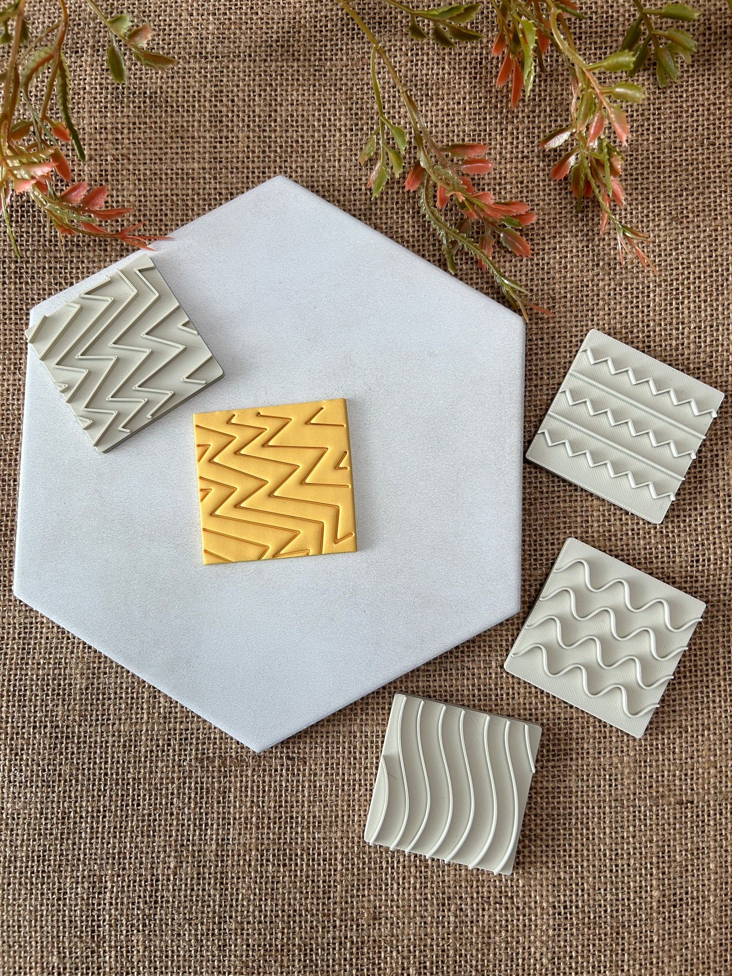 4Pc - 2 Inch Retro Pattern Texture Stamps For Polymer Clay
