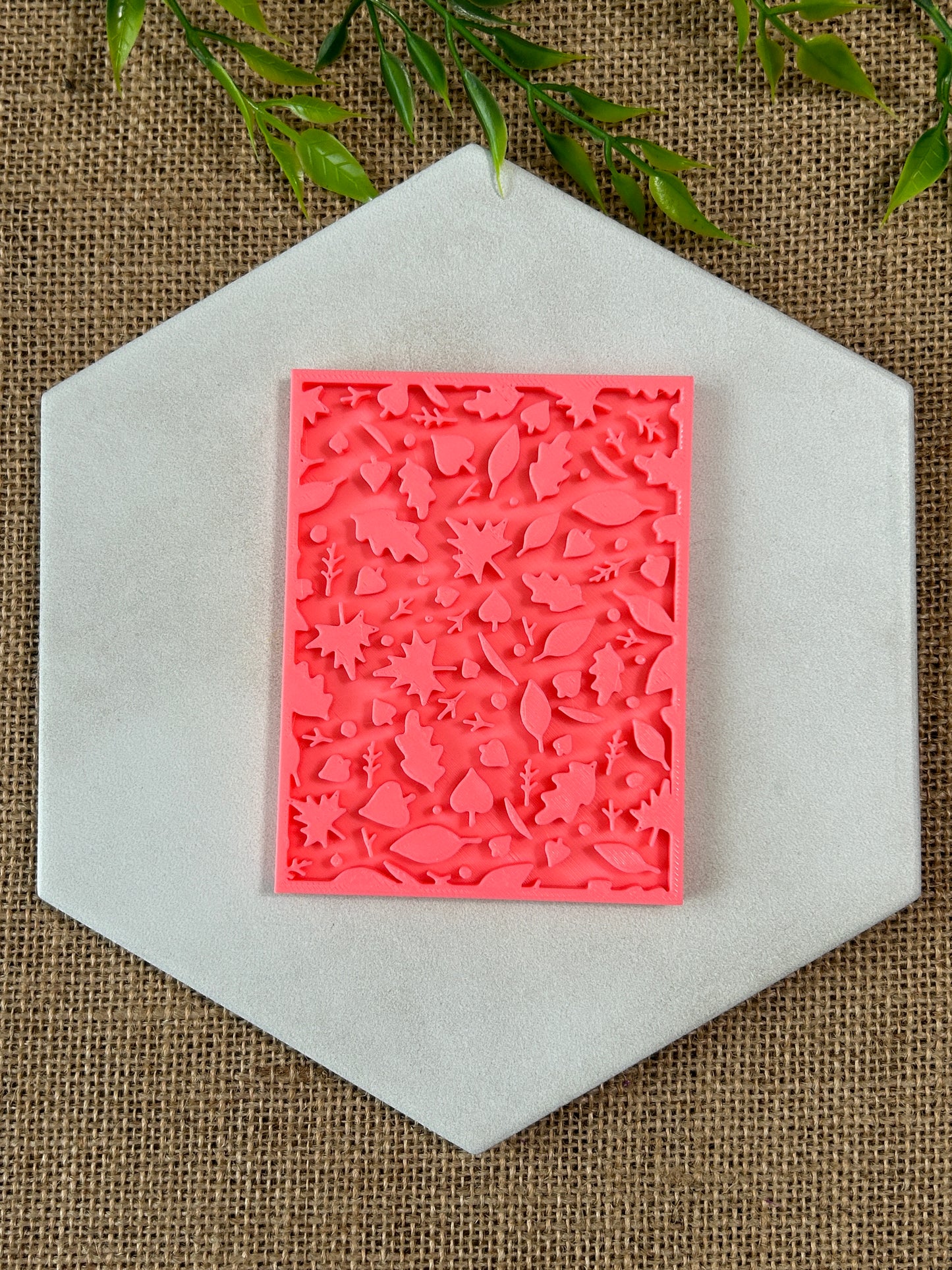 Autumn Leaves Pattern Texture Stamp For Polymer Clay