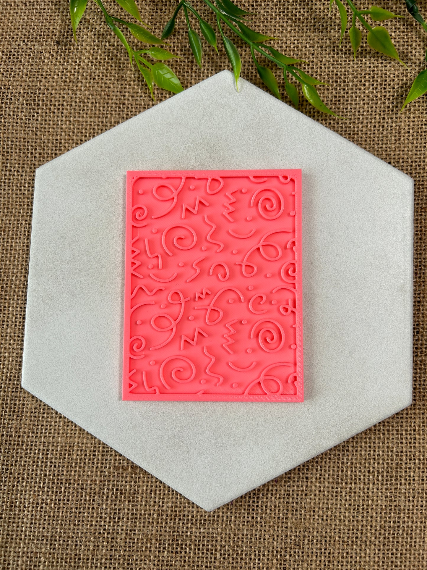 Retro Celebration Pattern Texture Stamp For Polymer Clay