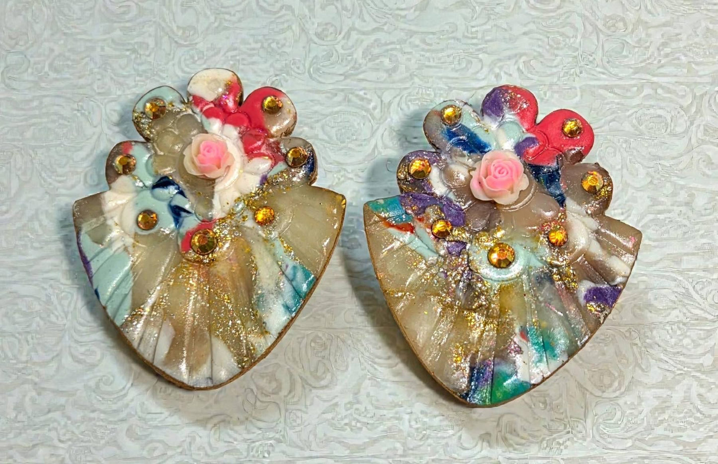2pc Geometric Boho Floral Stack Style Set 7 Imprint Polymer Clay Cutter Set 5 Sizes YOU CHOOSE
