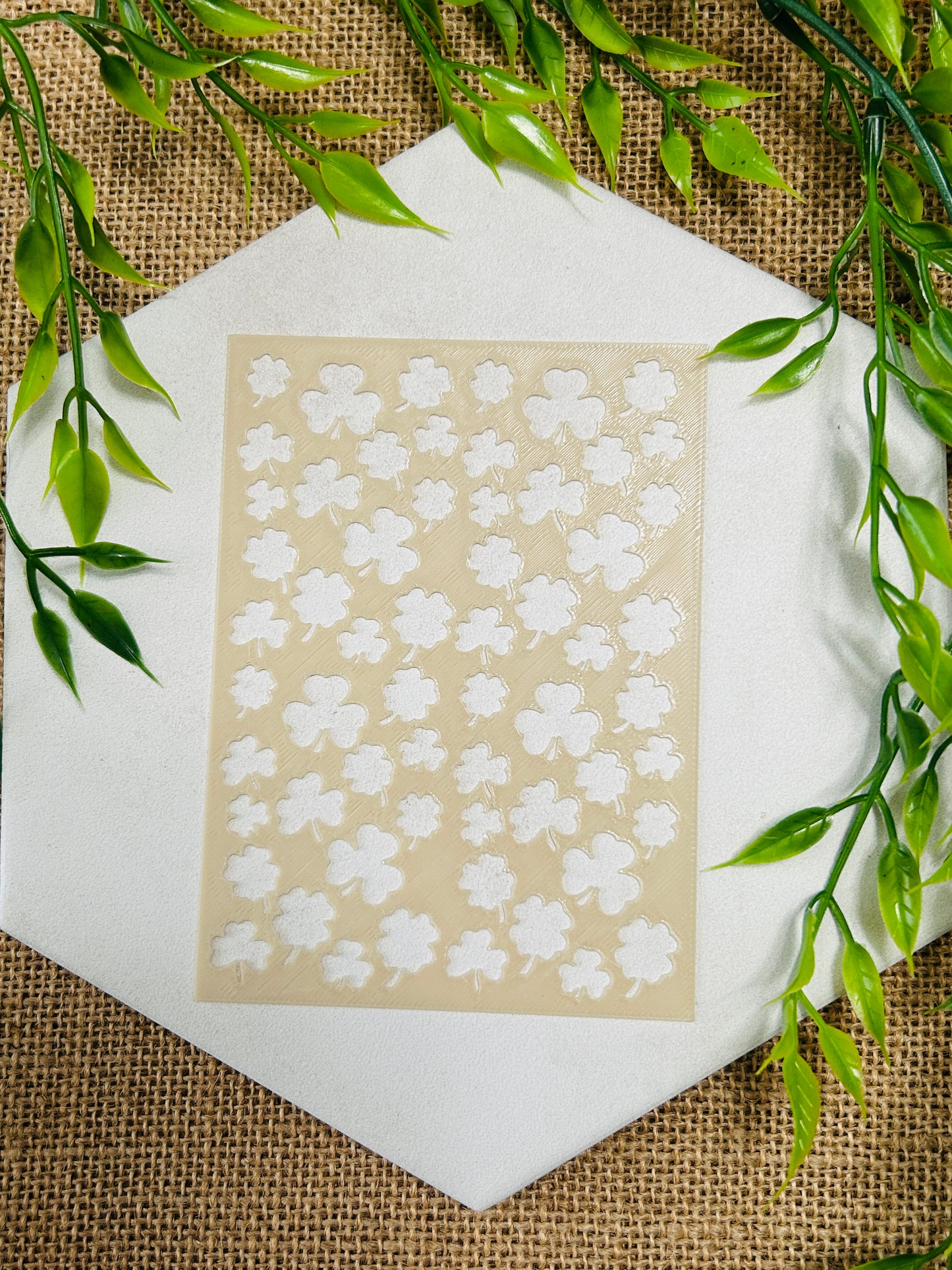 Scattered Clover Pattern Stencil For Polymer Clay